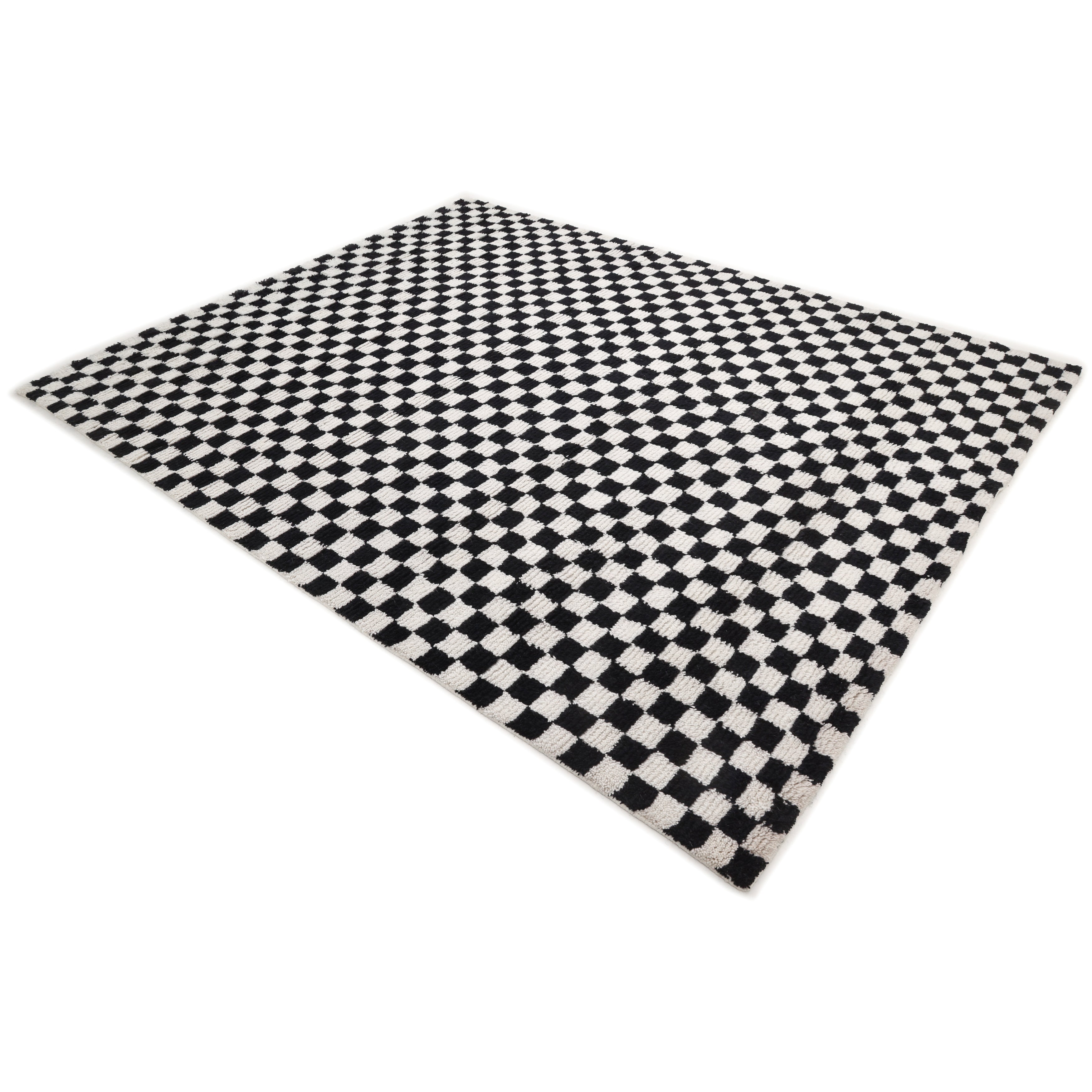 Stamford Hand Knotted Contemporary Checkered Black Area Rug
