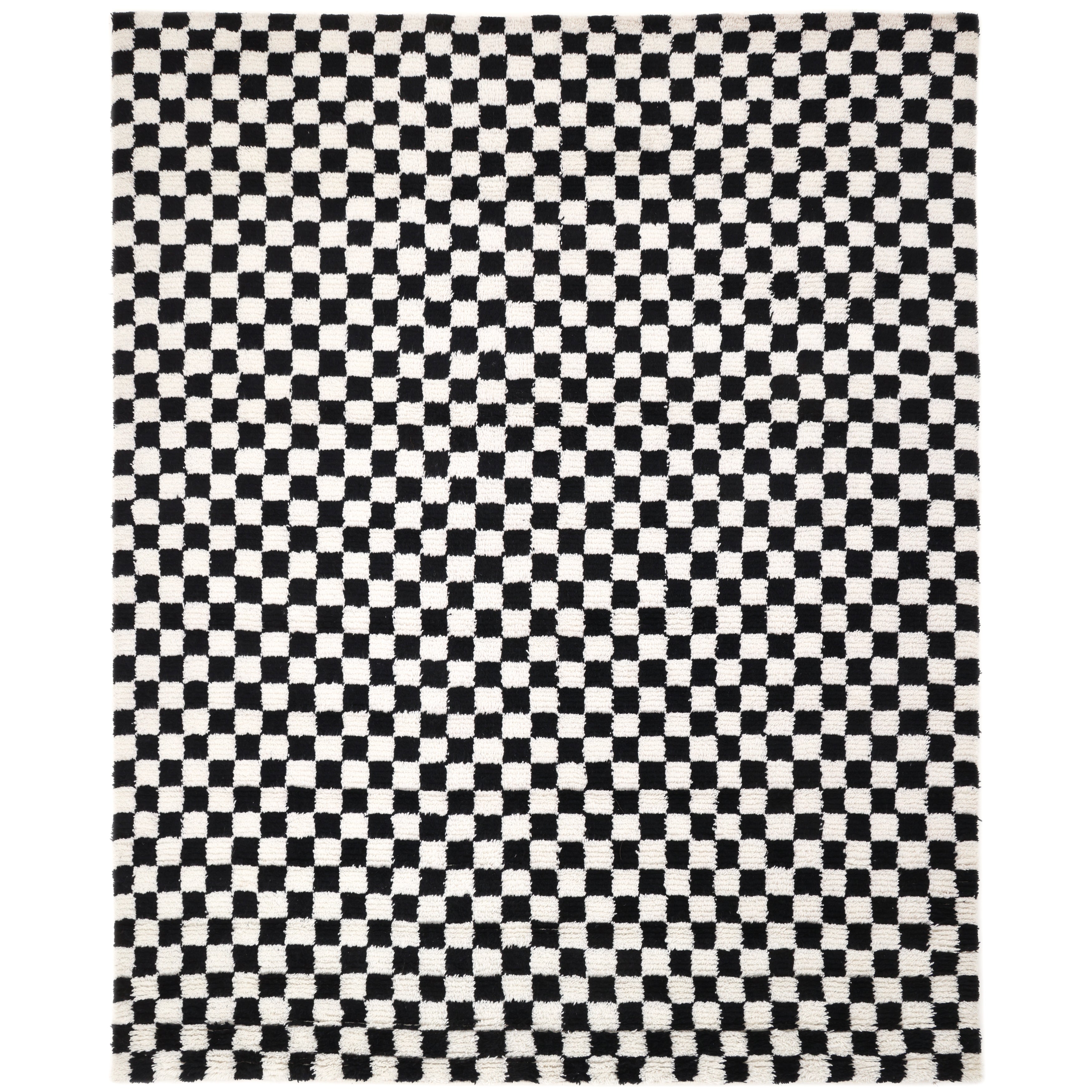 Stamford Hand Knotted Contemporary Checkered Black Area Rug