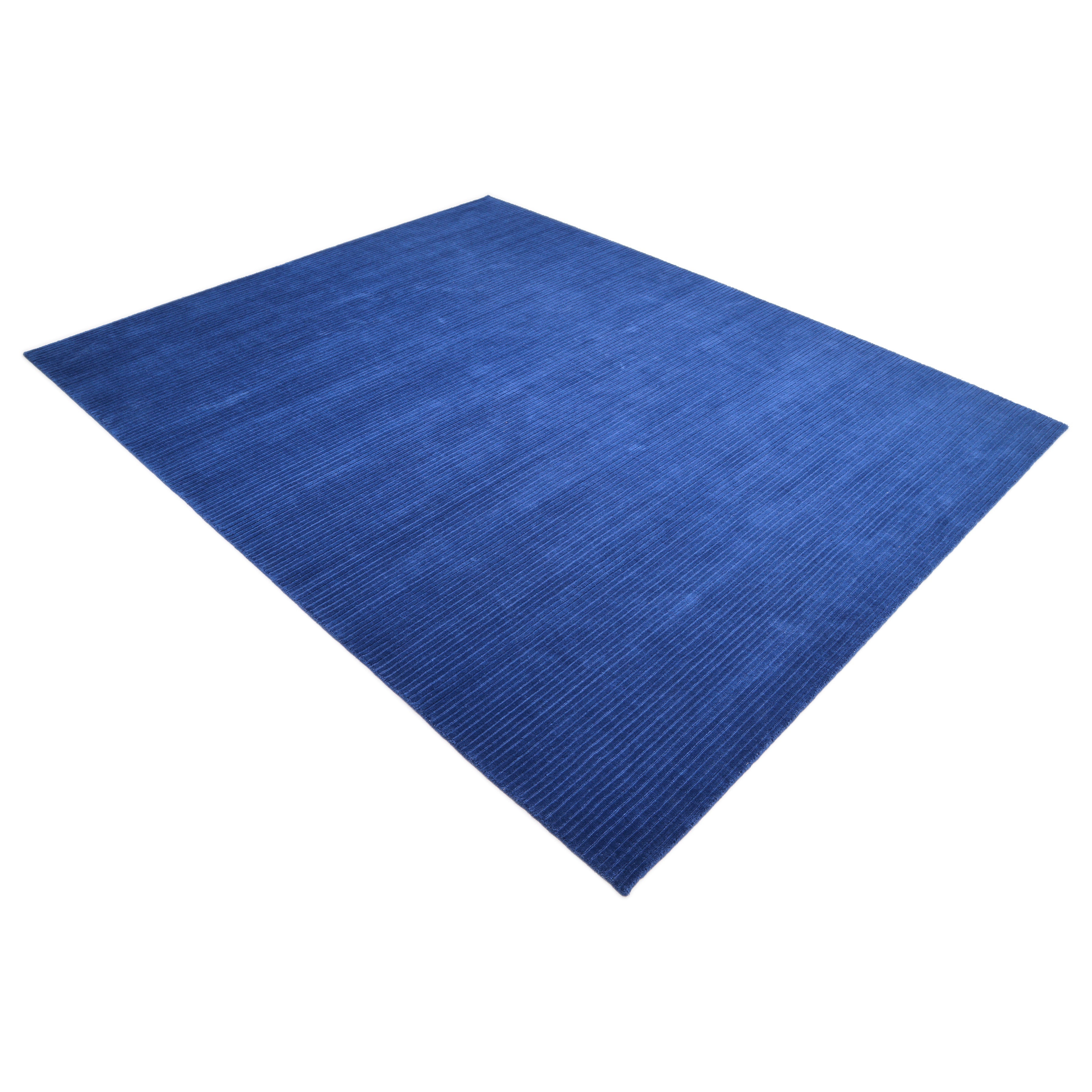 Cairo Hand-Loomed Contemporary Solid Blue Area Rug
