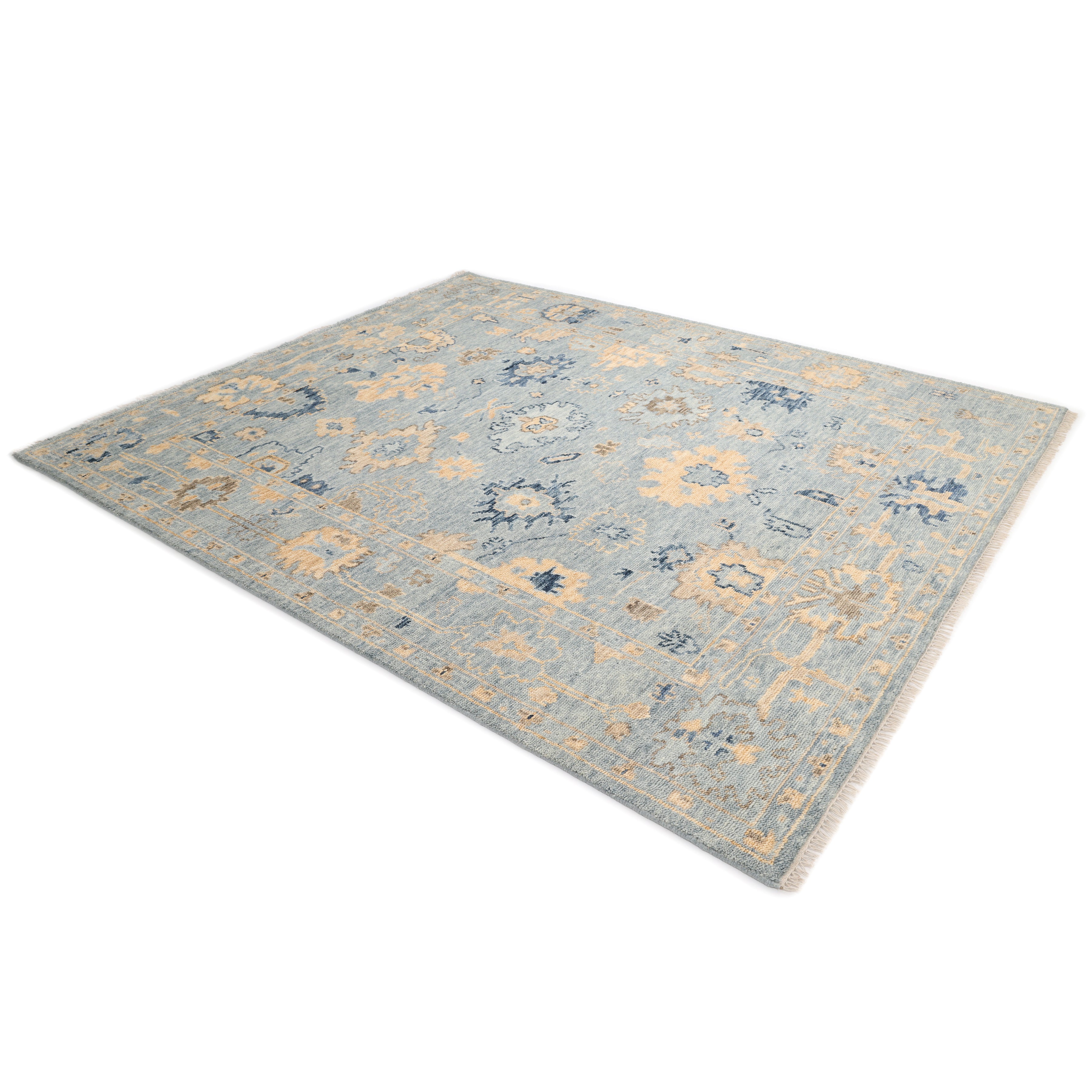 Lagos Hand Knotted Contemporary Solid Light Gray Area Rug