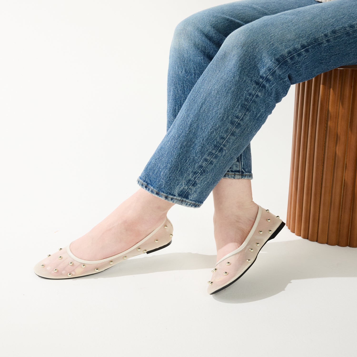 SADIE STUD IN CREAM MESH - Yosi Samra  -