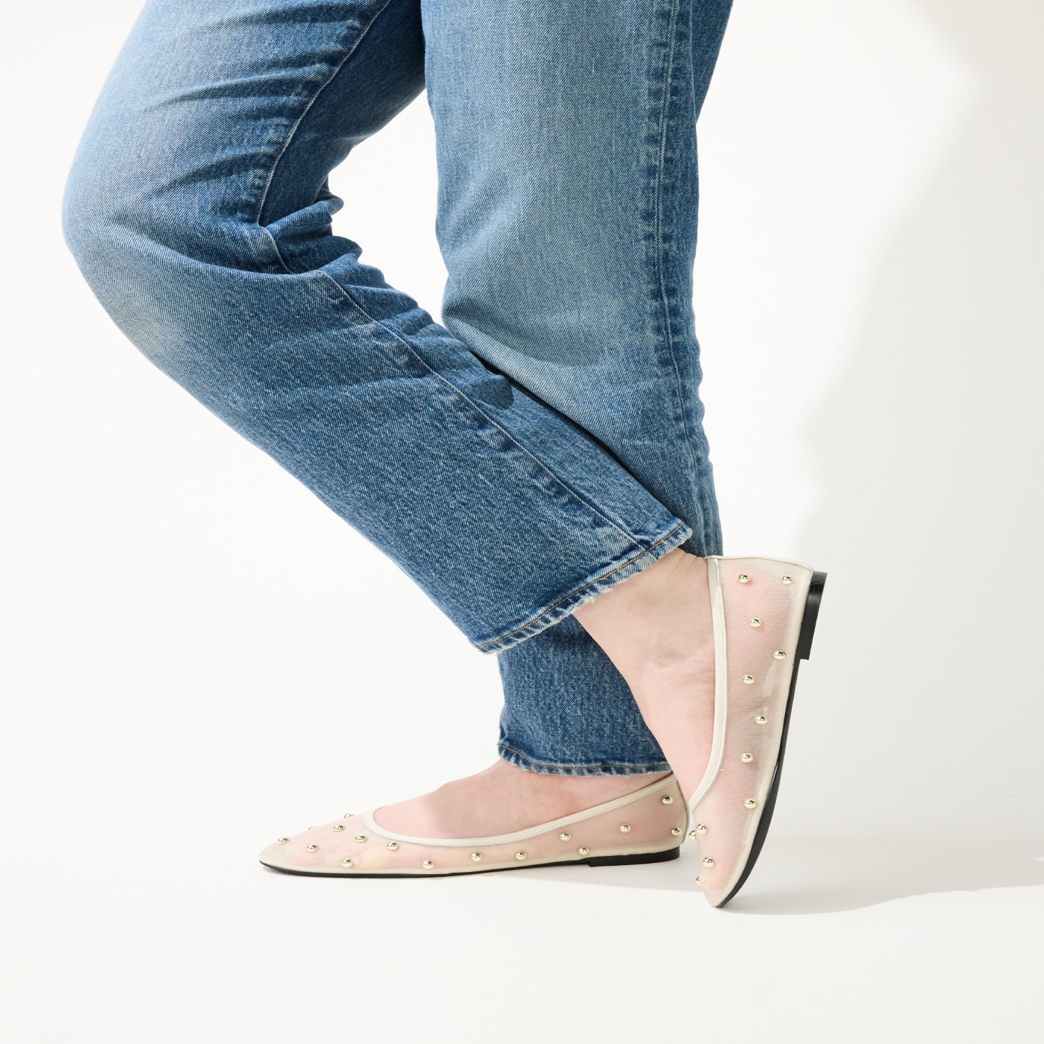 SADIE STUD IN CREAM MESH - Yosi Samra  -