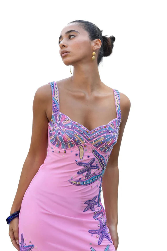 Crescent Shell Mini Dress | Pink
