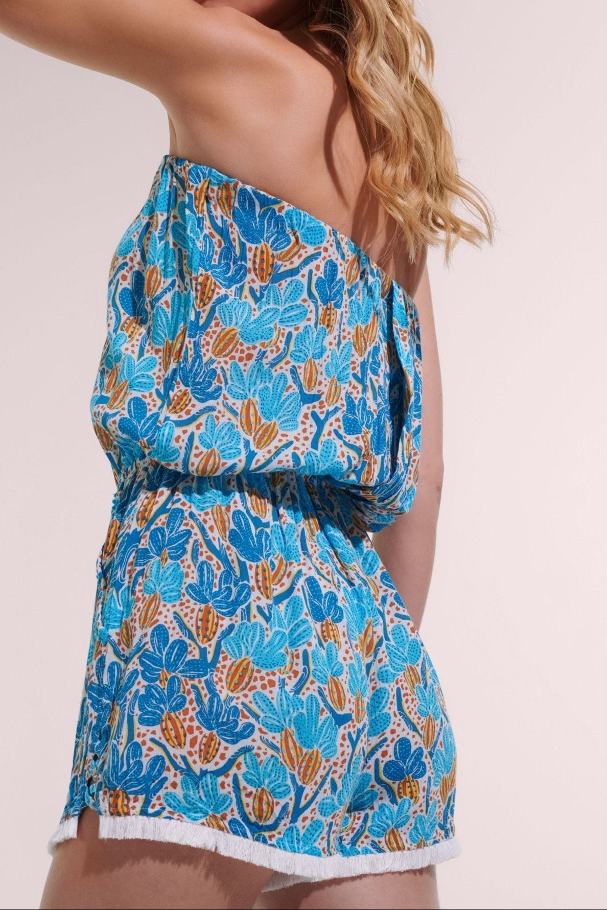Short Jumpsuit Ambra - Blue Kaktus - Poupette St Barth