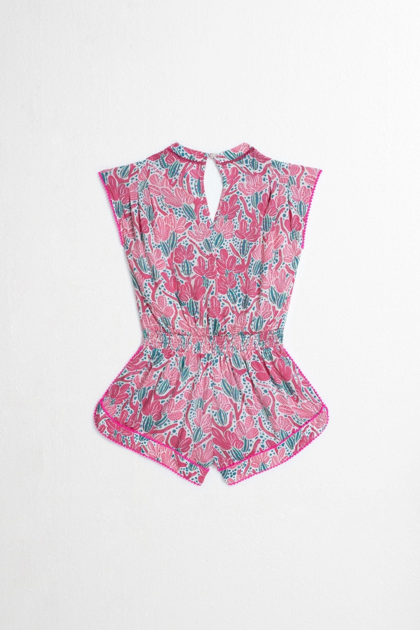 Kids Short Jumpsuit Anaik - Pink Kaktus - Poupette St Barth
