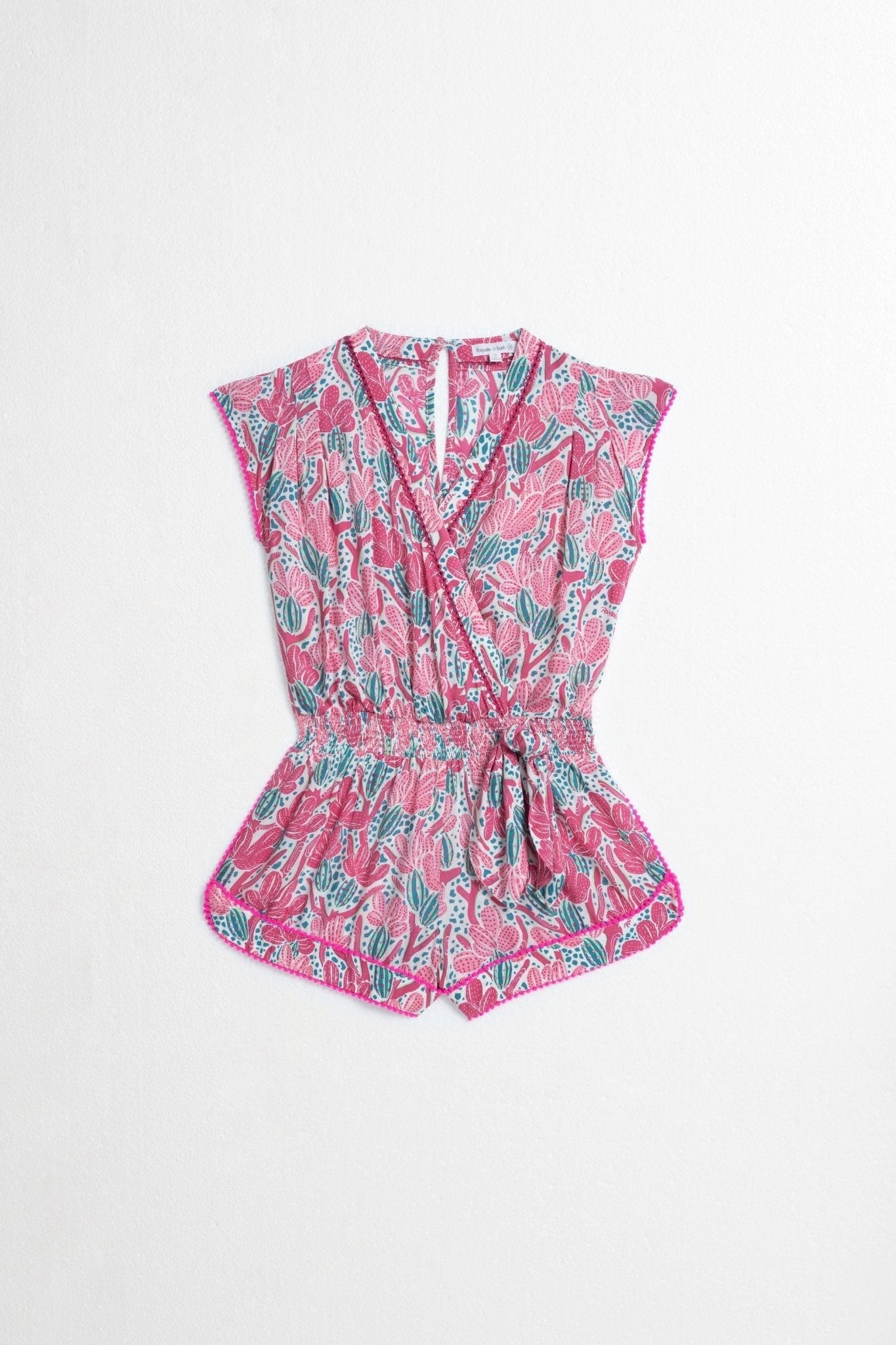 Kids Short Jumpsuit Anaik - Pink Kaktus - Poupette St Barth