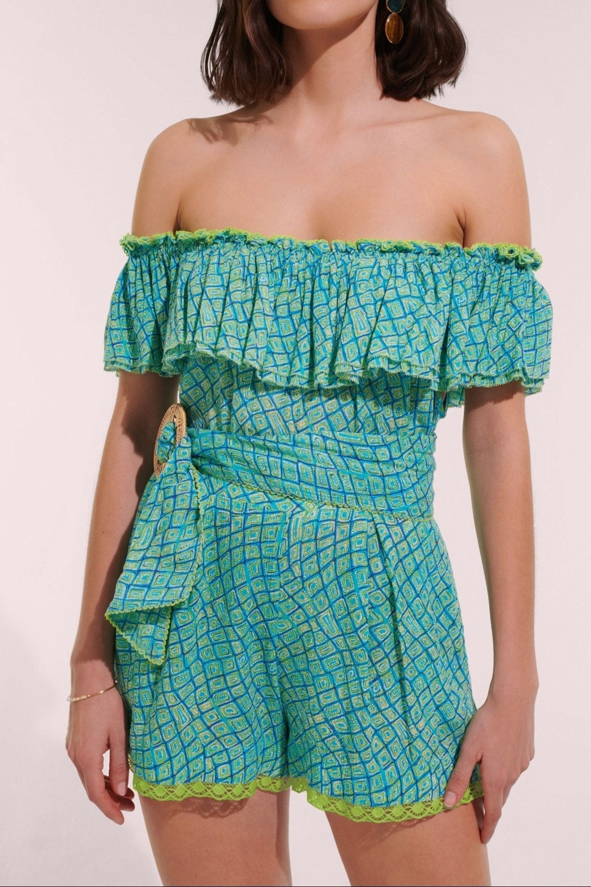Short Jumpsuit Bella - Sky Abori - Poupette St Barth