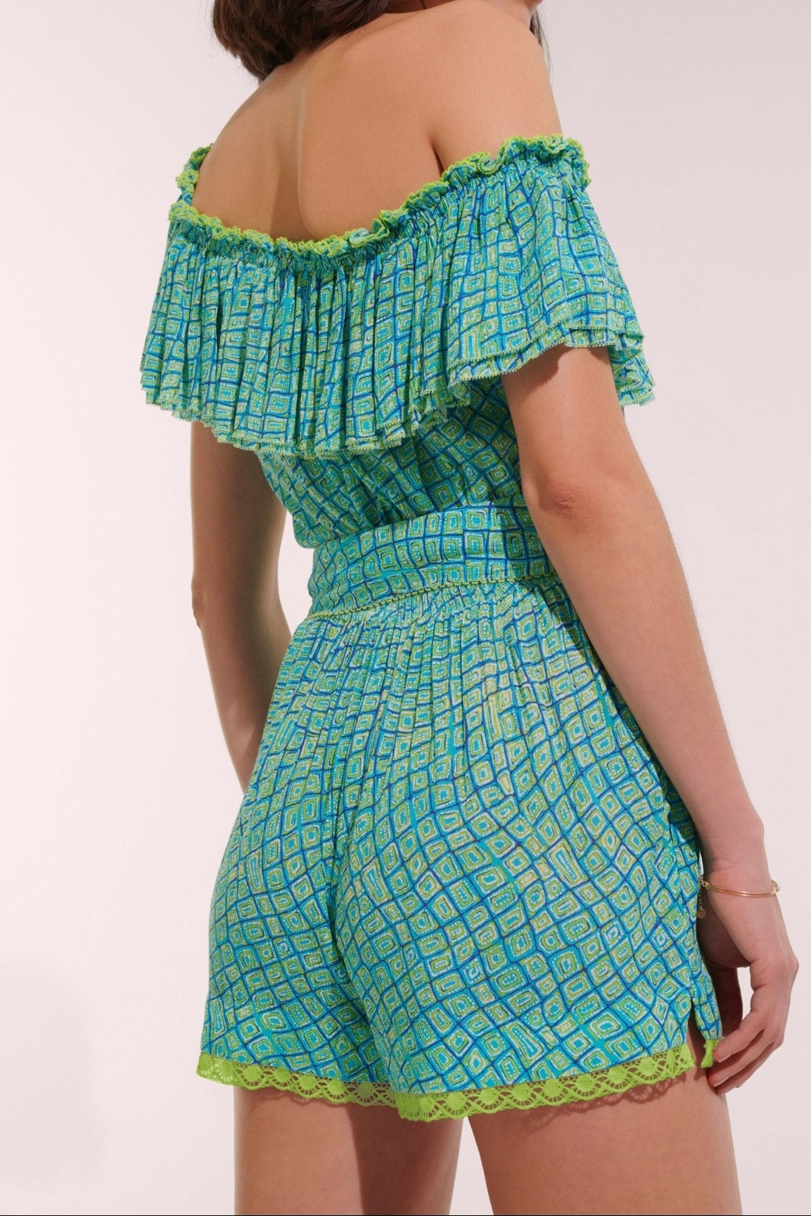 Short Jumpsuit Bella - Sky Abori - Poupette St Barth