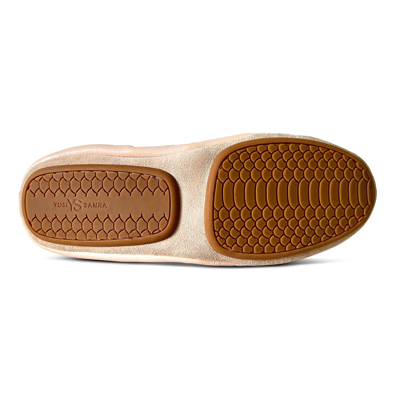 Sofia Ankle Wrap Flats in Blush Leather - Yosi Samra  - Women's Flats