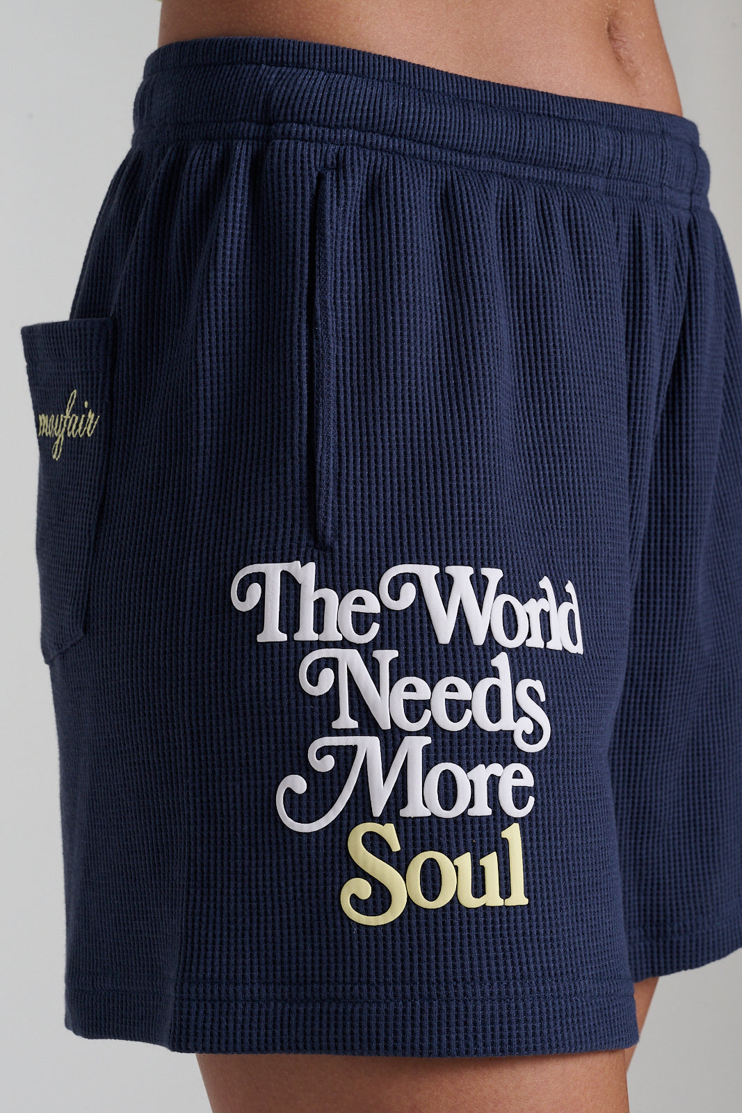 The World Needs More Soul Waffle Sweatshorts | The Mayfair Group
