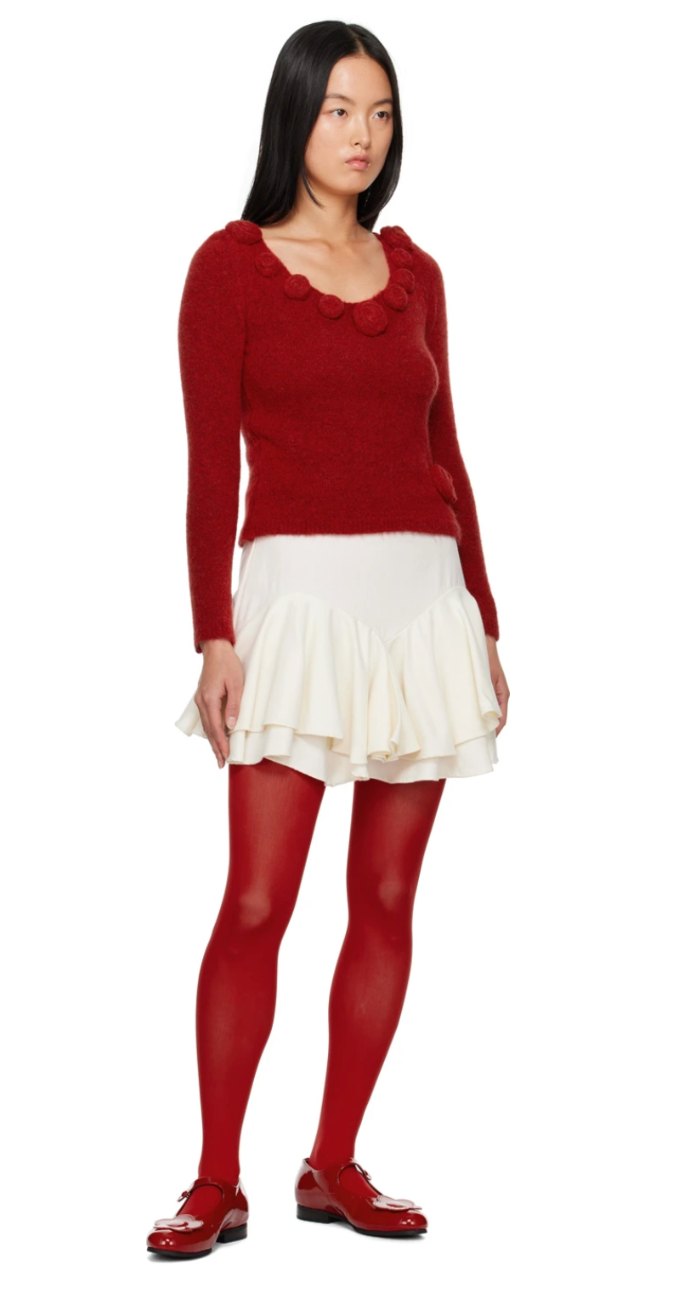 Saba Alpaca Blend Knit Top | Red