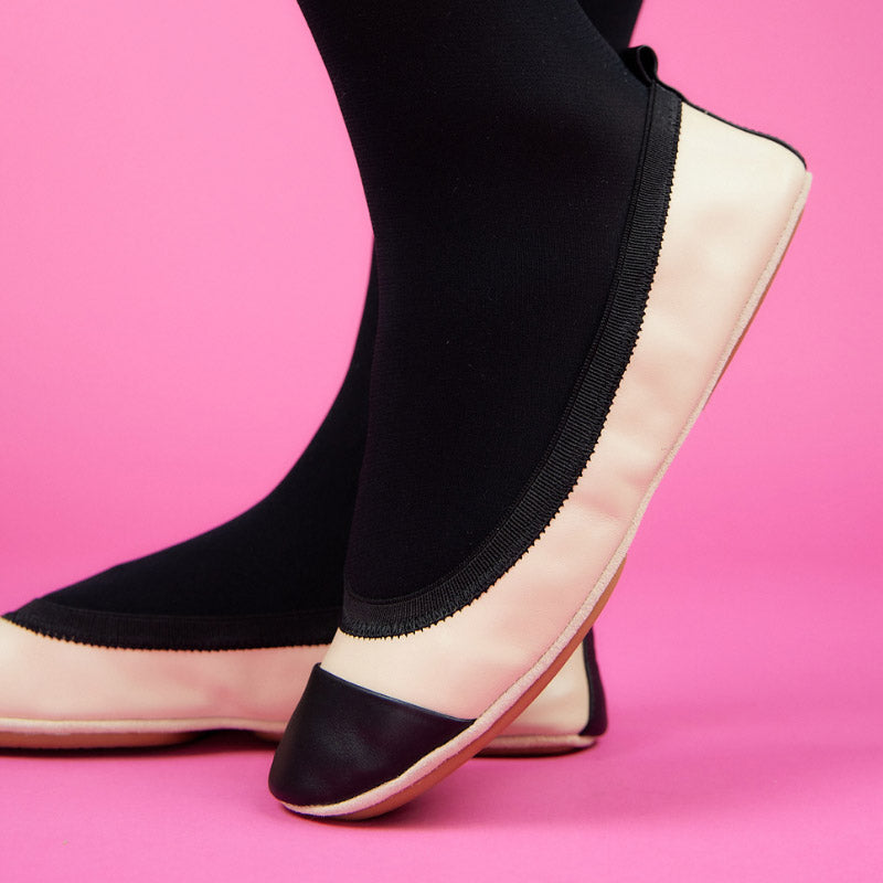 Samantha Foldable Ballet Flat in Nude Leather - Yosi Samra  - Women's Flats