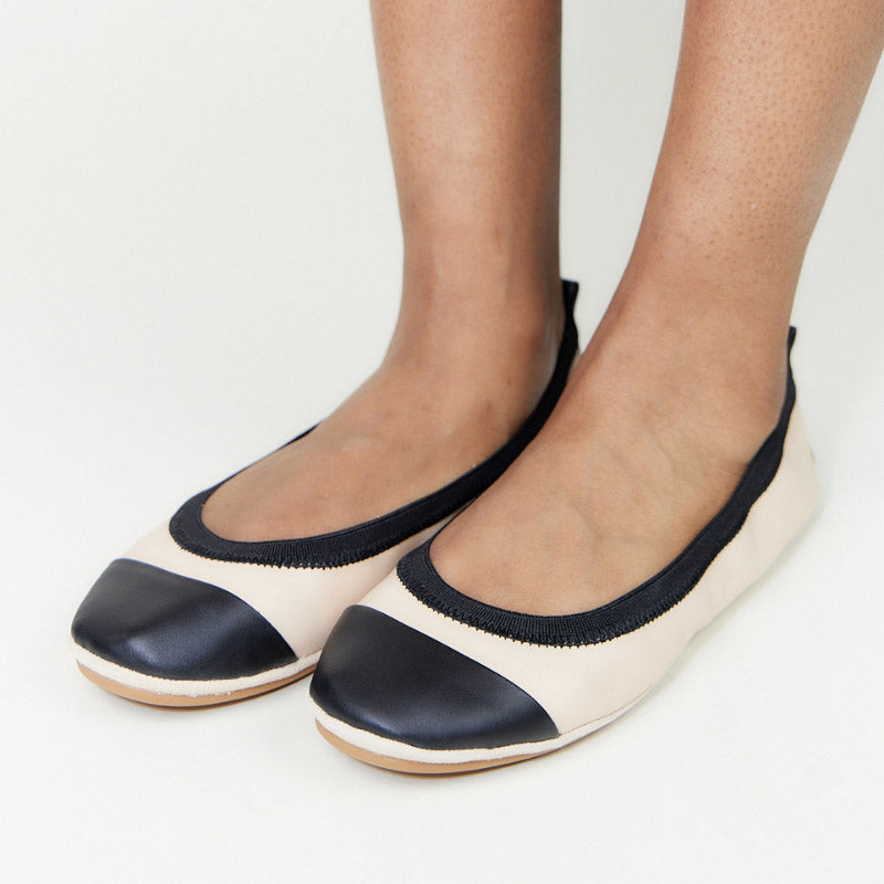 Samantha Foldable Ballet Flat in Nude Leather - Yosi Samra  - Women's Flats