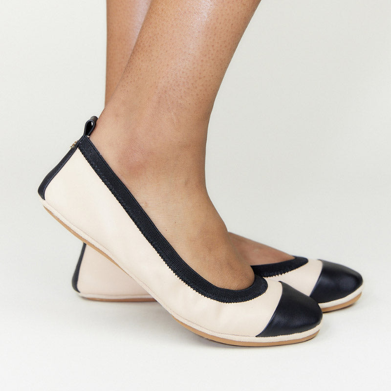 Samantha Foldable Ballet Flat in Nude Leather - Yosi Samra  - Women's Flats