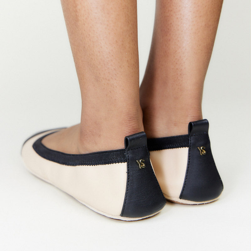 Samantha Foldable Ballet Flat in Nude Leather - Yosi Samra  - Women's Flats