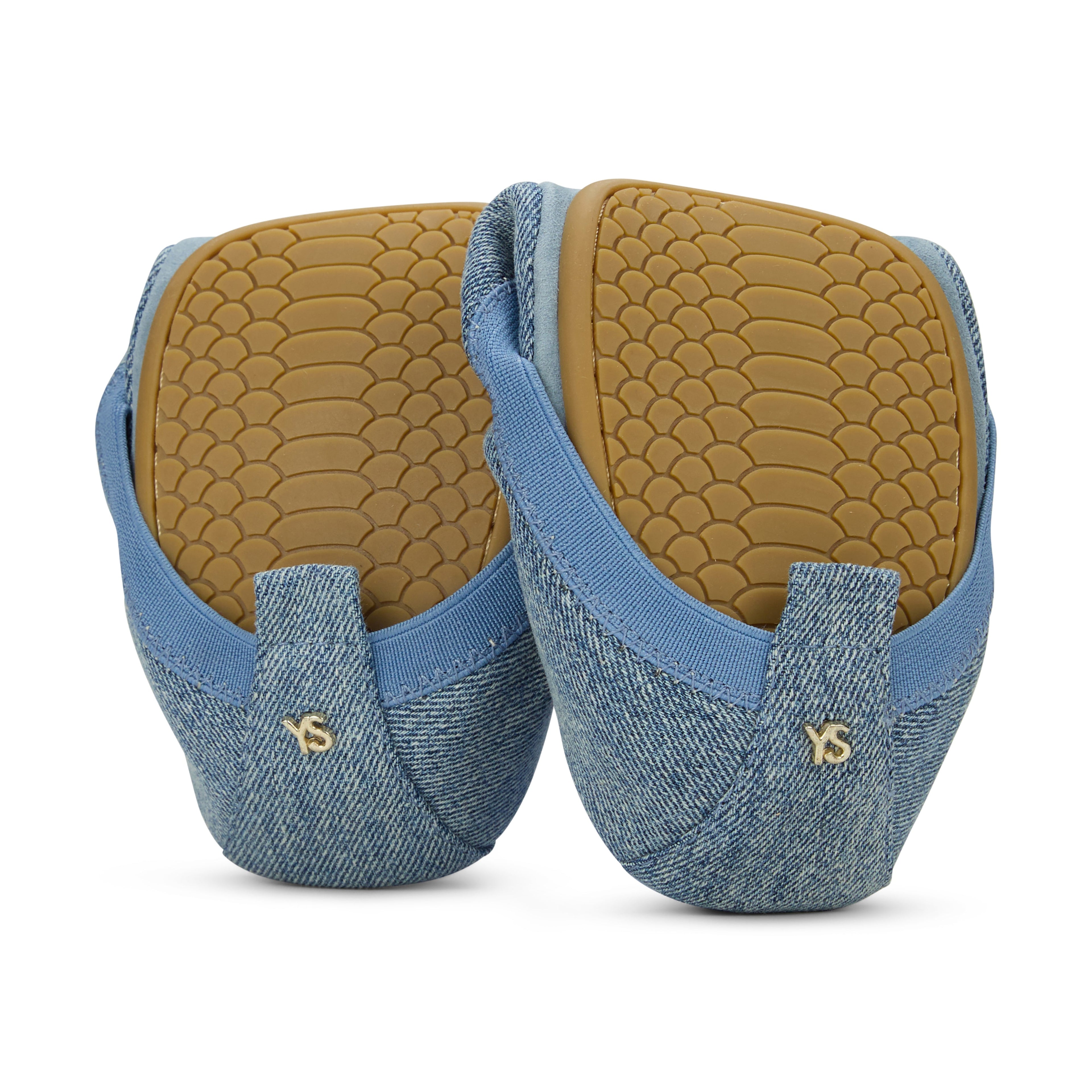 Yosi Samra Denim Black Leather Ballet Flat