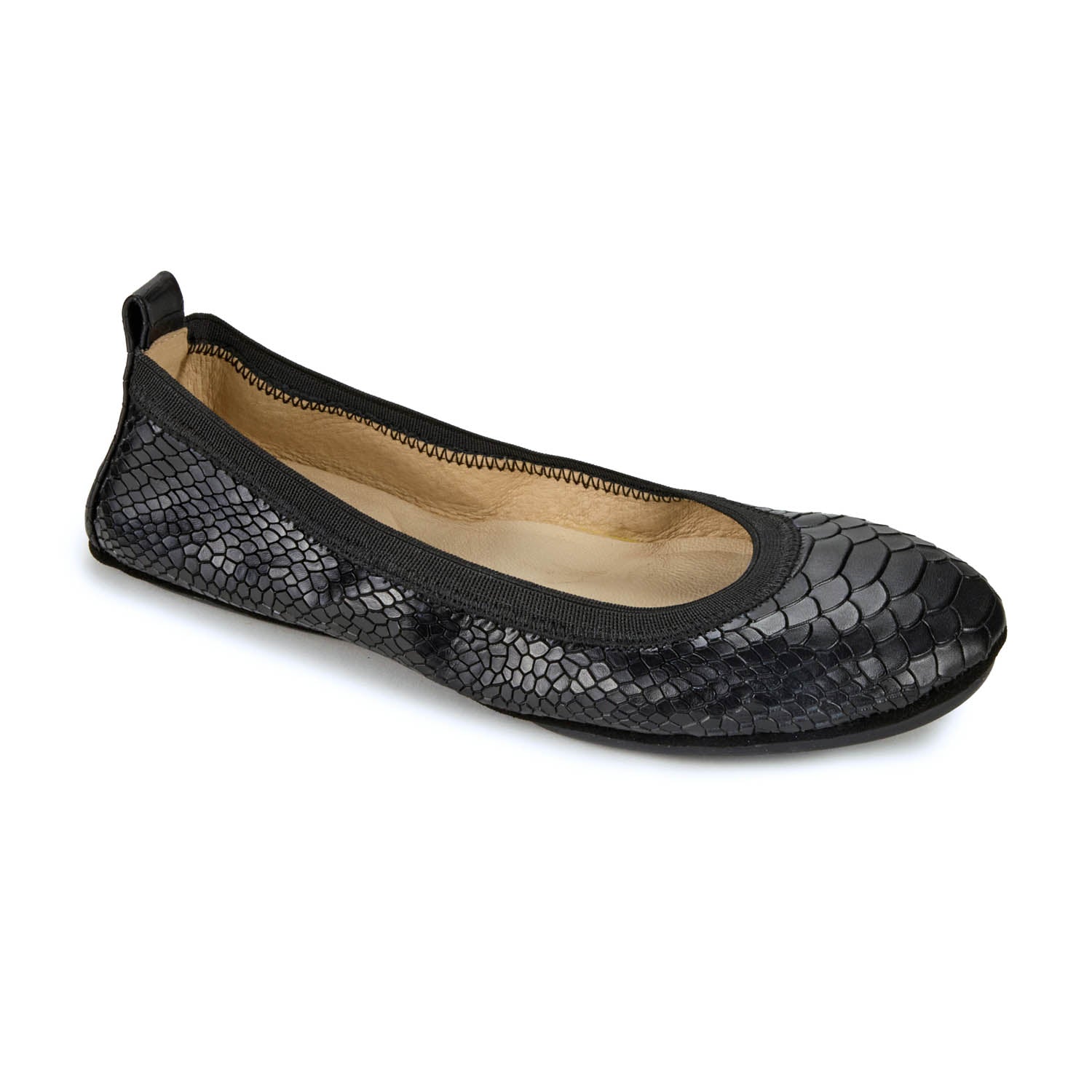 Samara Foldable Ballet Flat in Black Python - Yosi Samra  - Women's Flats