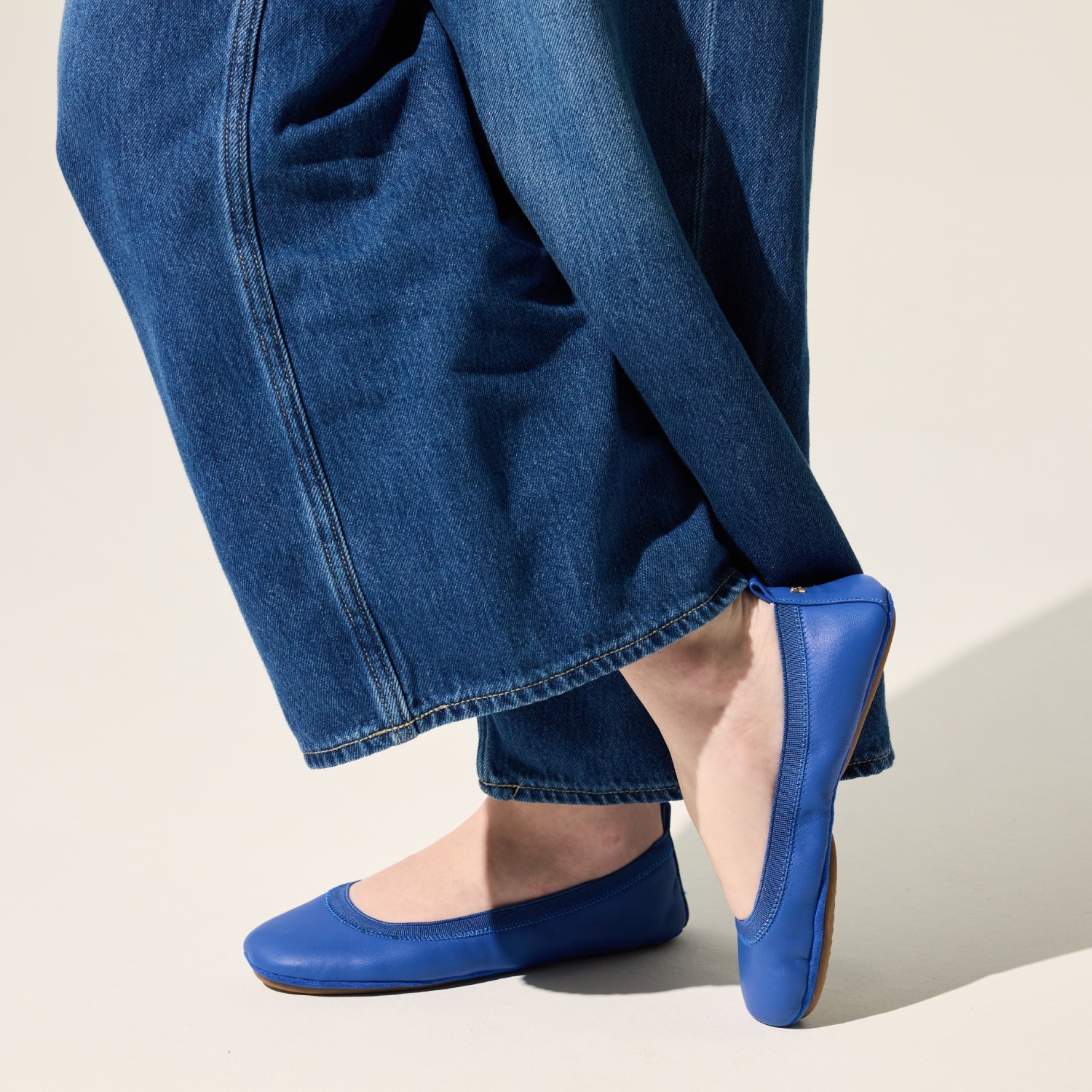Samara Foldable Ballet Flat in Lapis Blue Leather - Yosi Samra  - Women's Flats