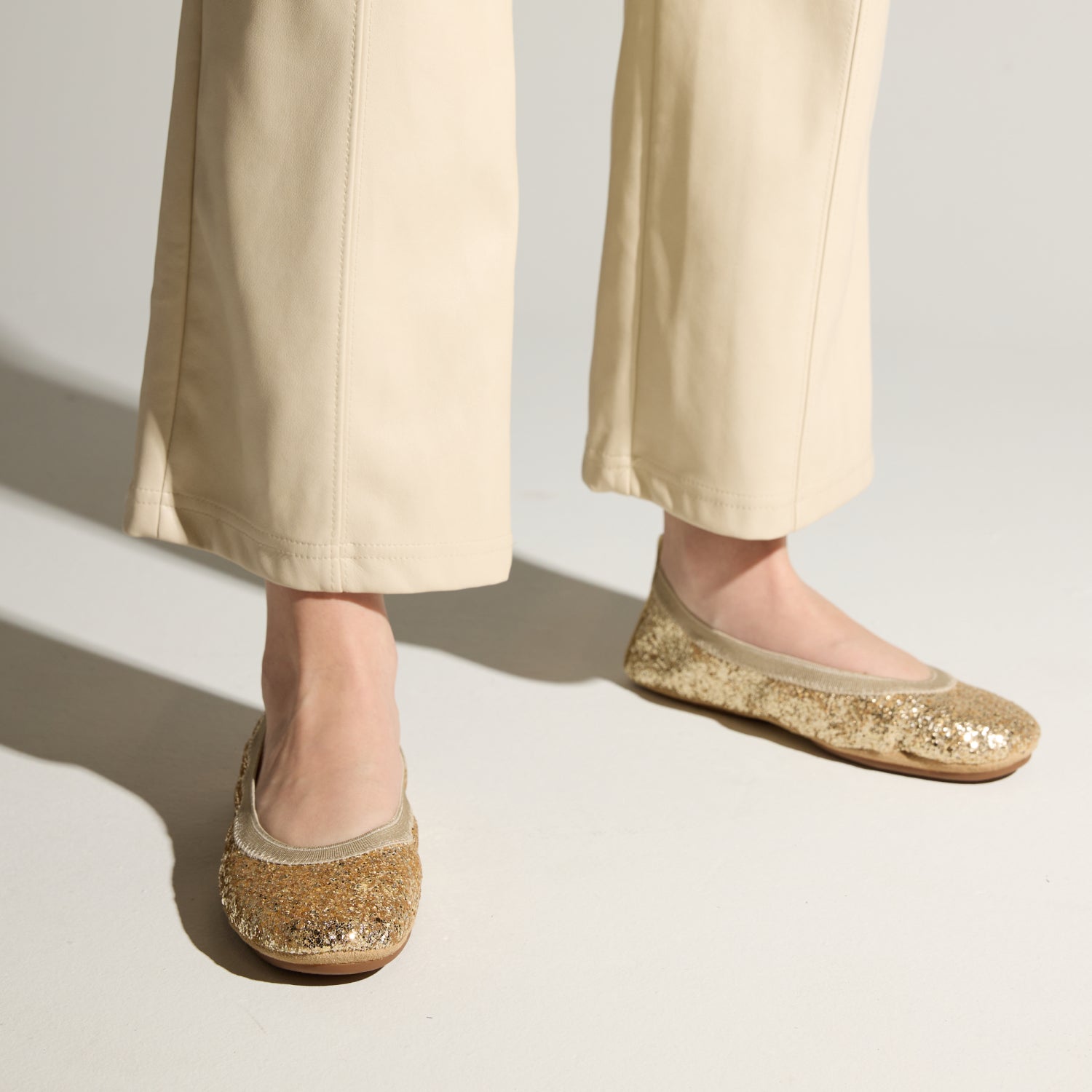 Samara Foldable Ballet Flat in Gold Glitter - Yosi Samra  - Women's Flats