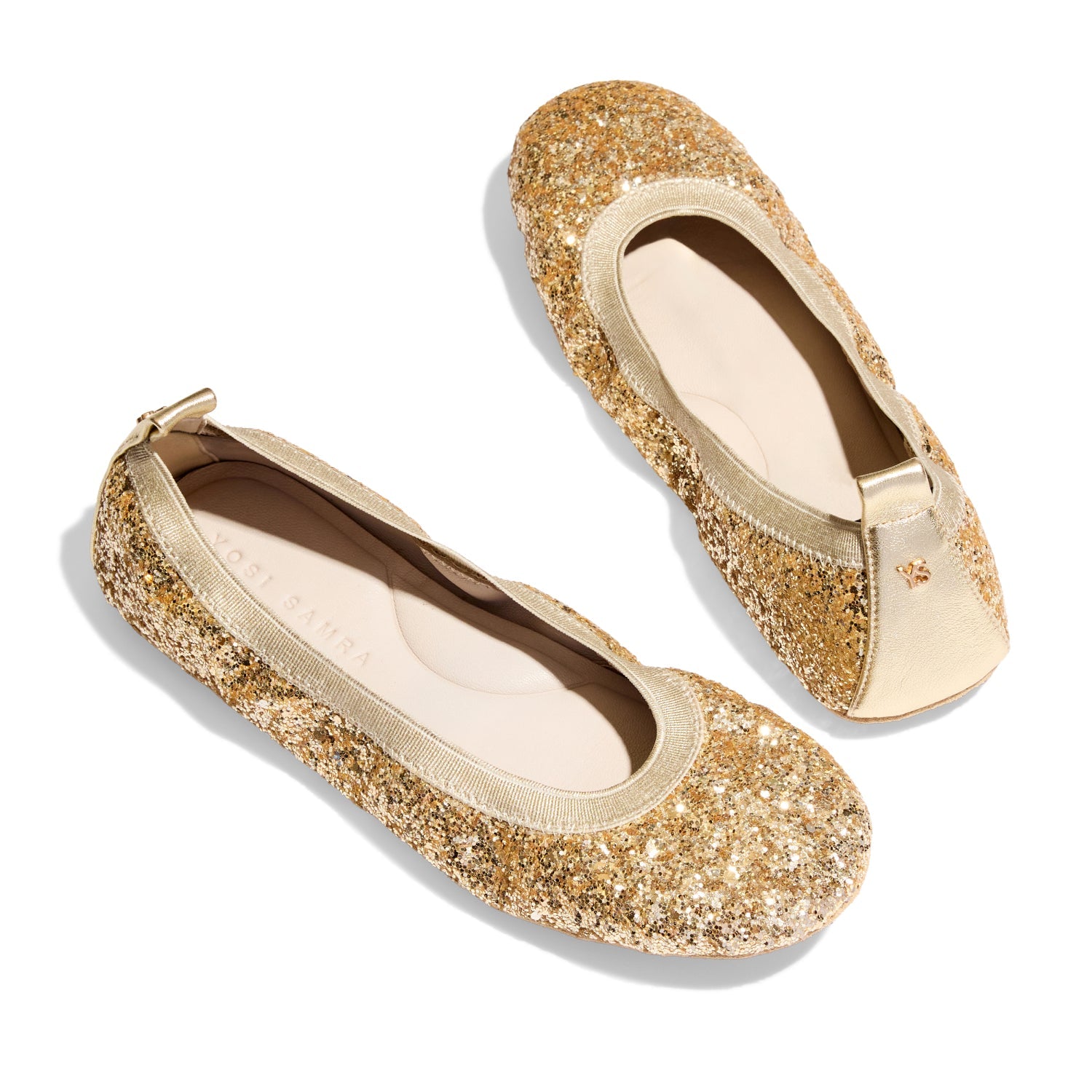 Samara Foldable Ballet Flat in Gold Glitter - Yosi Samra  - Women's Flats
