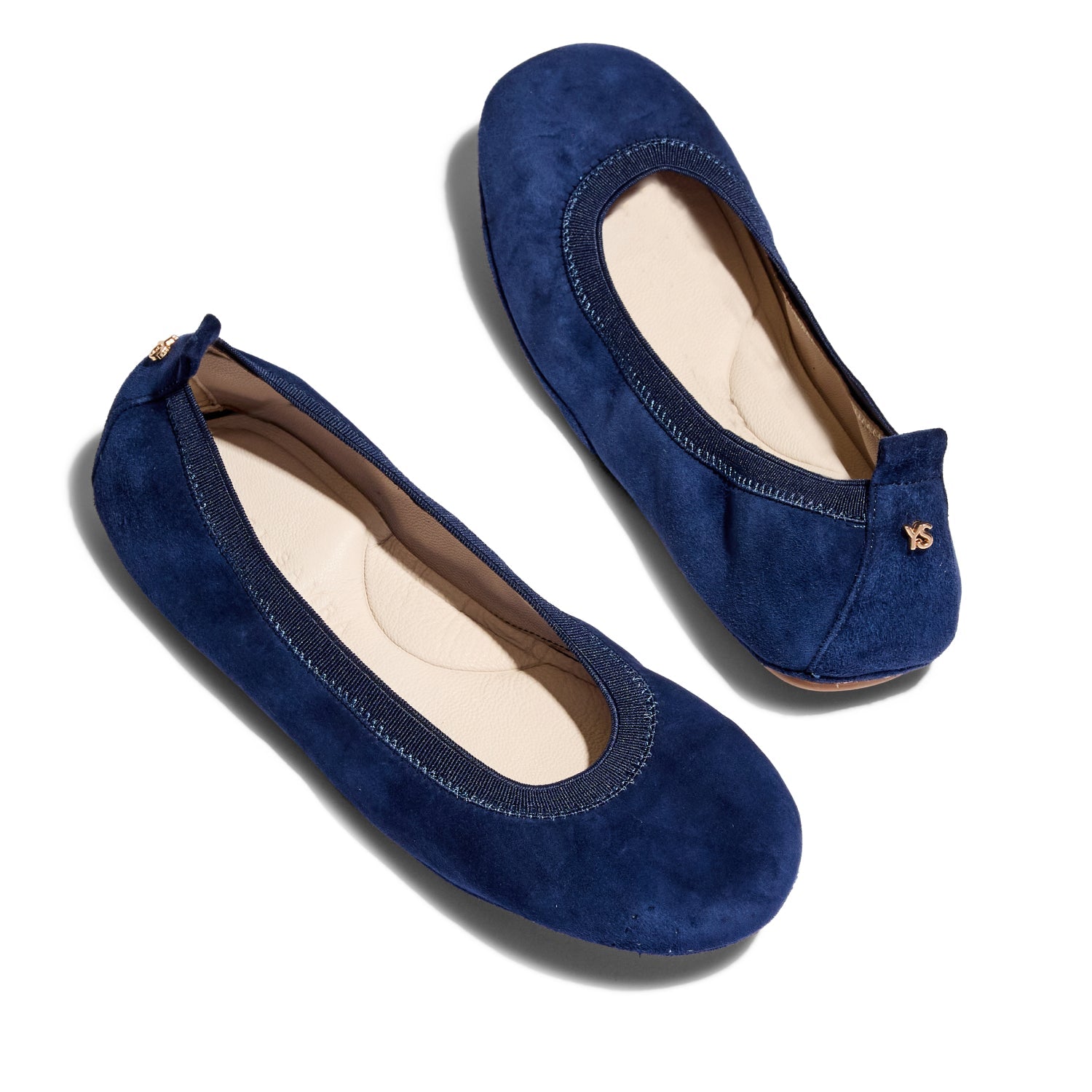 Samara Foldable Ballet Flat in Navy Suede - Yosi Samra  - Women's Flats