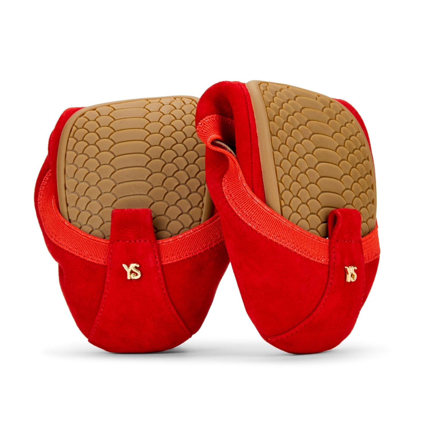 Samara Foldable Ballet Flat in Red Suede - Yosi Samra  - Women's Flats