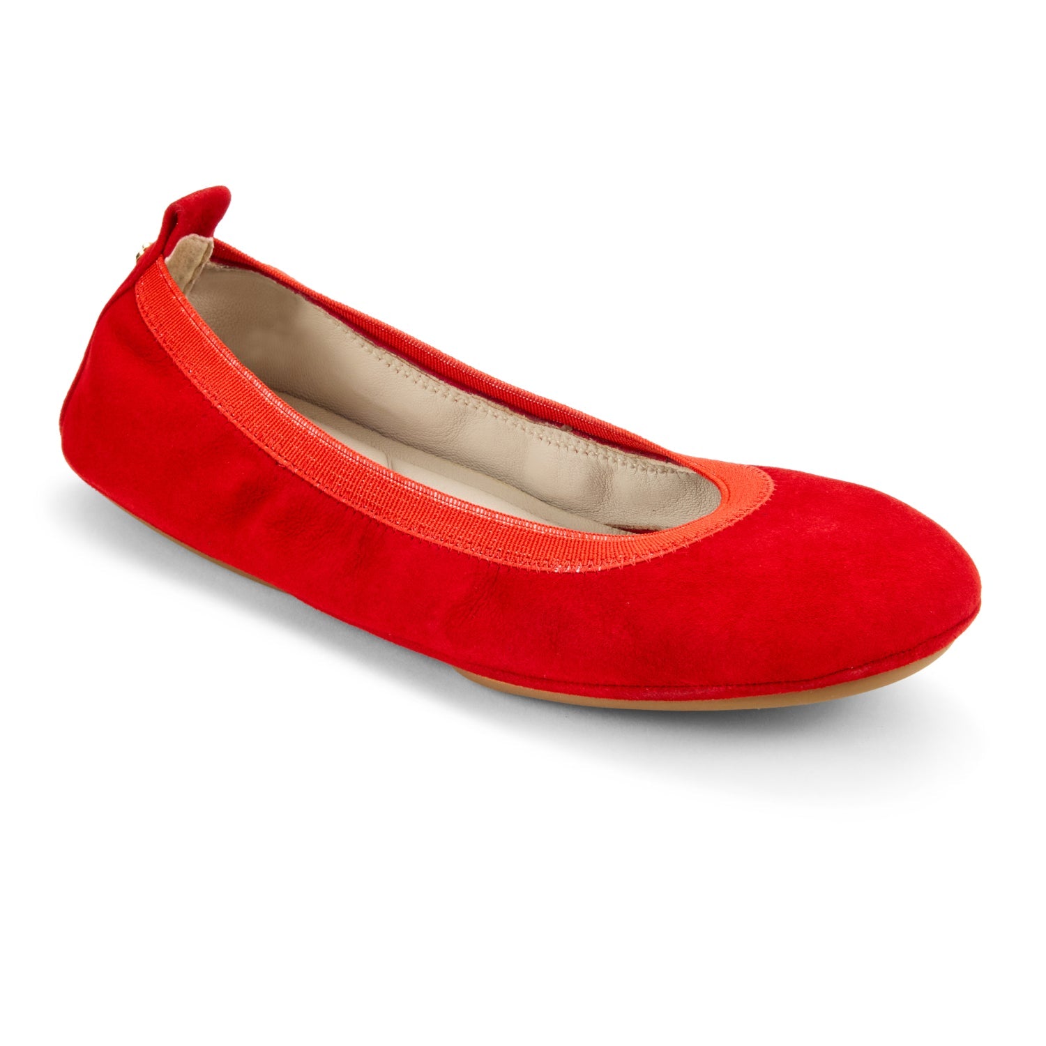 Samara Foldable Ballet Flat in Red Suede - Yosi Samra  - Women's Flats
