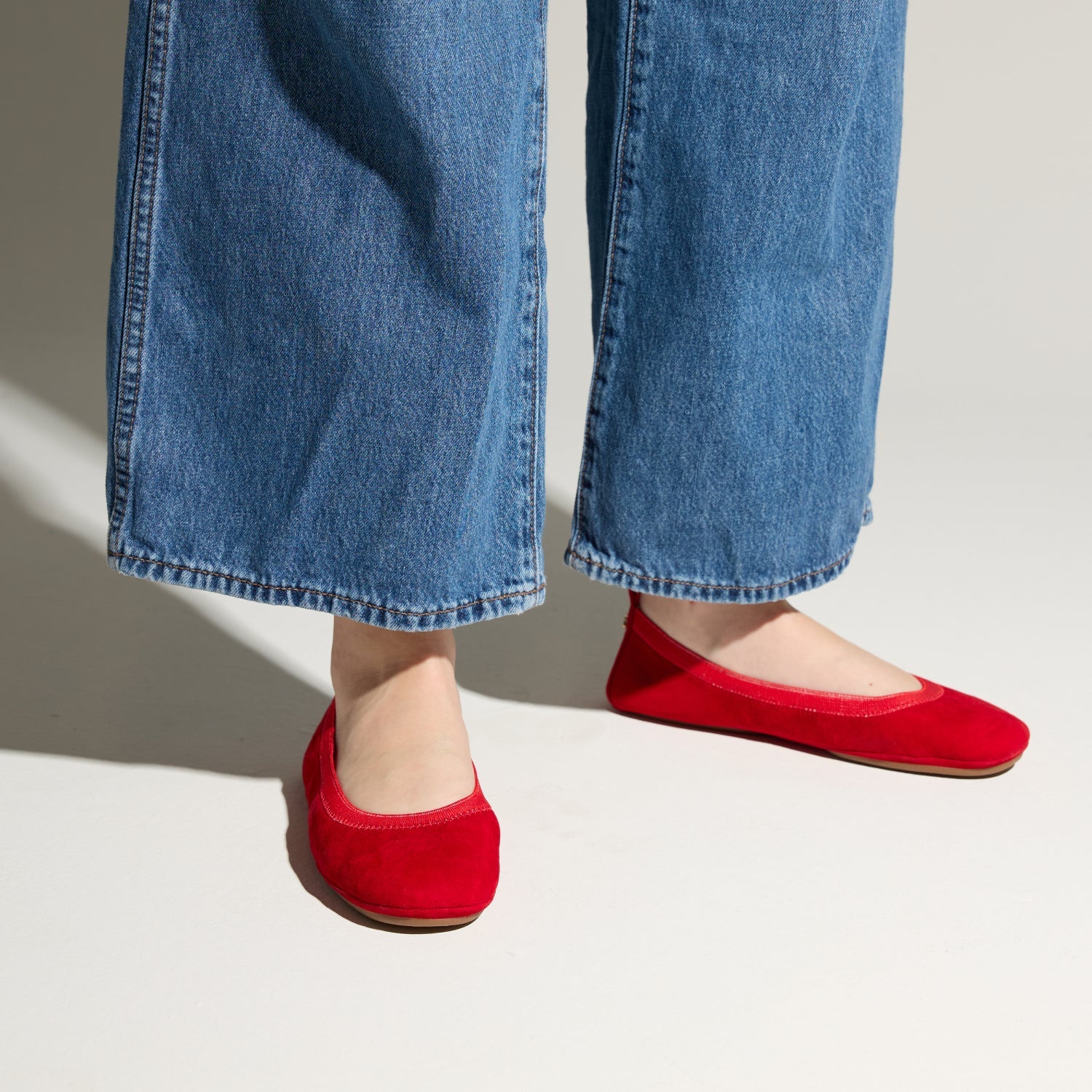 Samara Foldable Ballet Flat in Red Suede - Yosi Samra  - Women's Flats