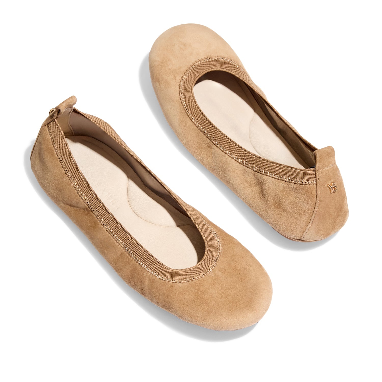 Samara Foldable Ballet Flat in Sand Suede - Yosi Samra  - Women's Flats