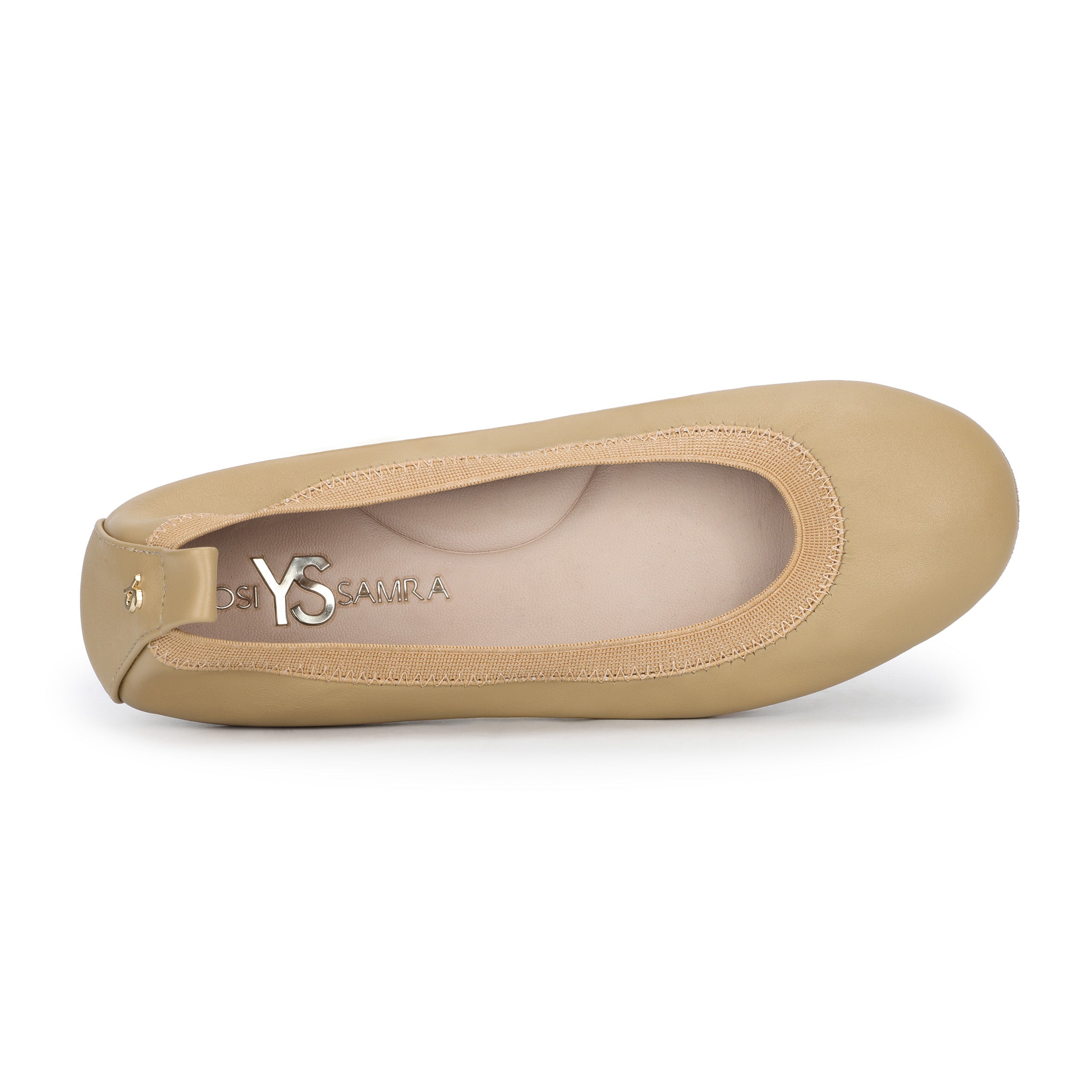 Samara Foldable Ballet Flat in Latte Leather - Yosi Samra  - Women's Flats