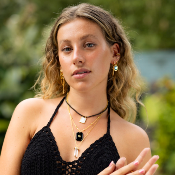 Peace Out Necklace (Black Onyx)