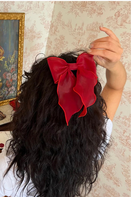 Bow Barrette in Cherry Kiss