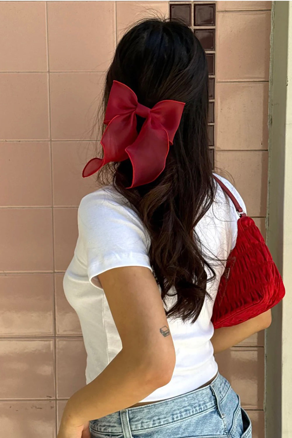 Bow Barrette in Cherry Kiss