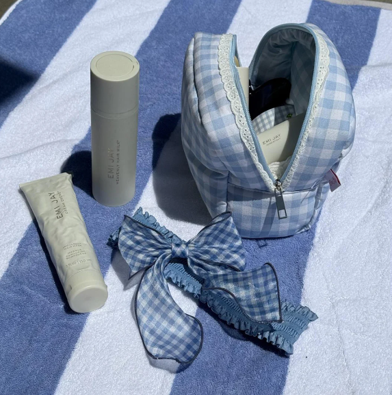 Bow Barrette in Baby Blue Gingham