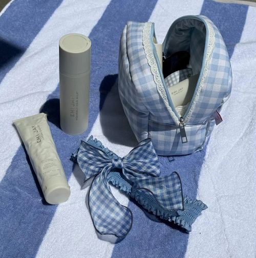 Bow Barrette in Baby Blue Gingham