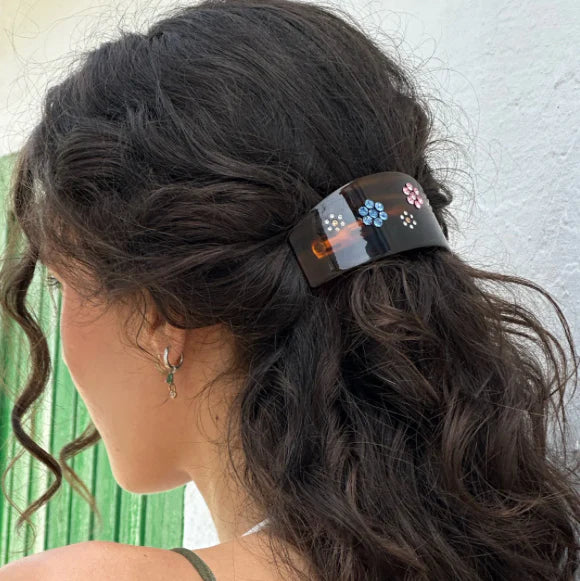 Ponytail Barrette in Tortoise Daisy