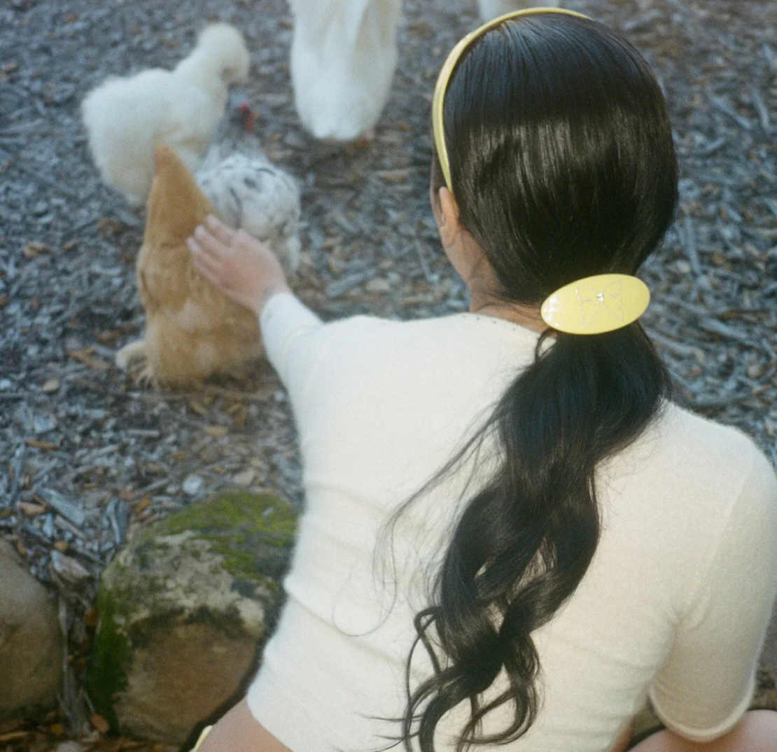 Ponytail Barrete in Lemon Drop
