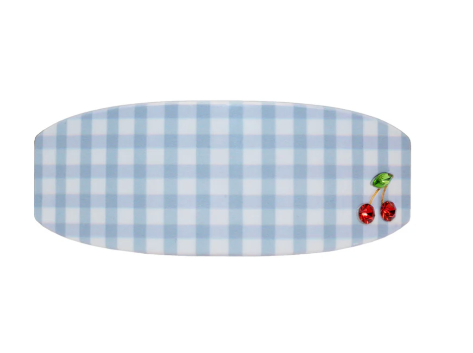 Ponytail Barrette in Blue Cherry Picnic
