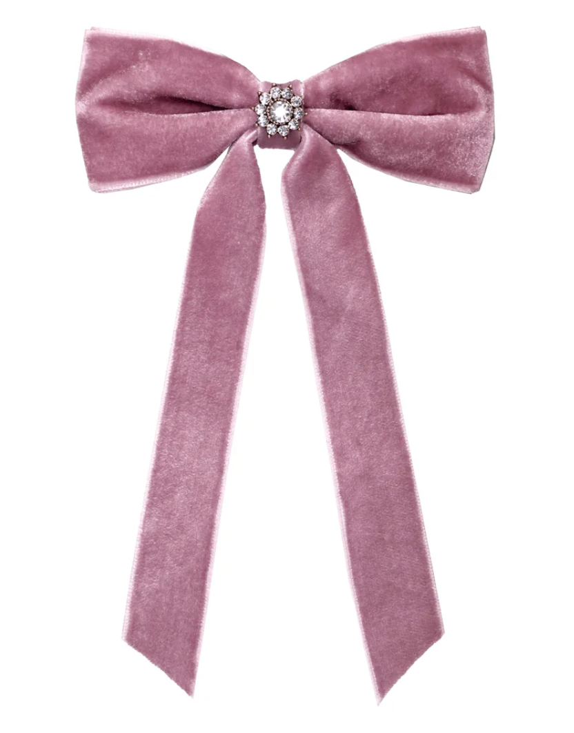 Iconic Velvet Bow in Baby Mauve