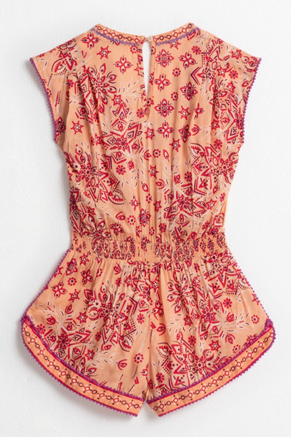Kids Short Jumpsuit Anaik - Orange Bijou Batik - Poupette St Barth