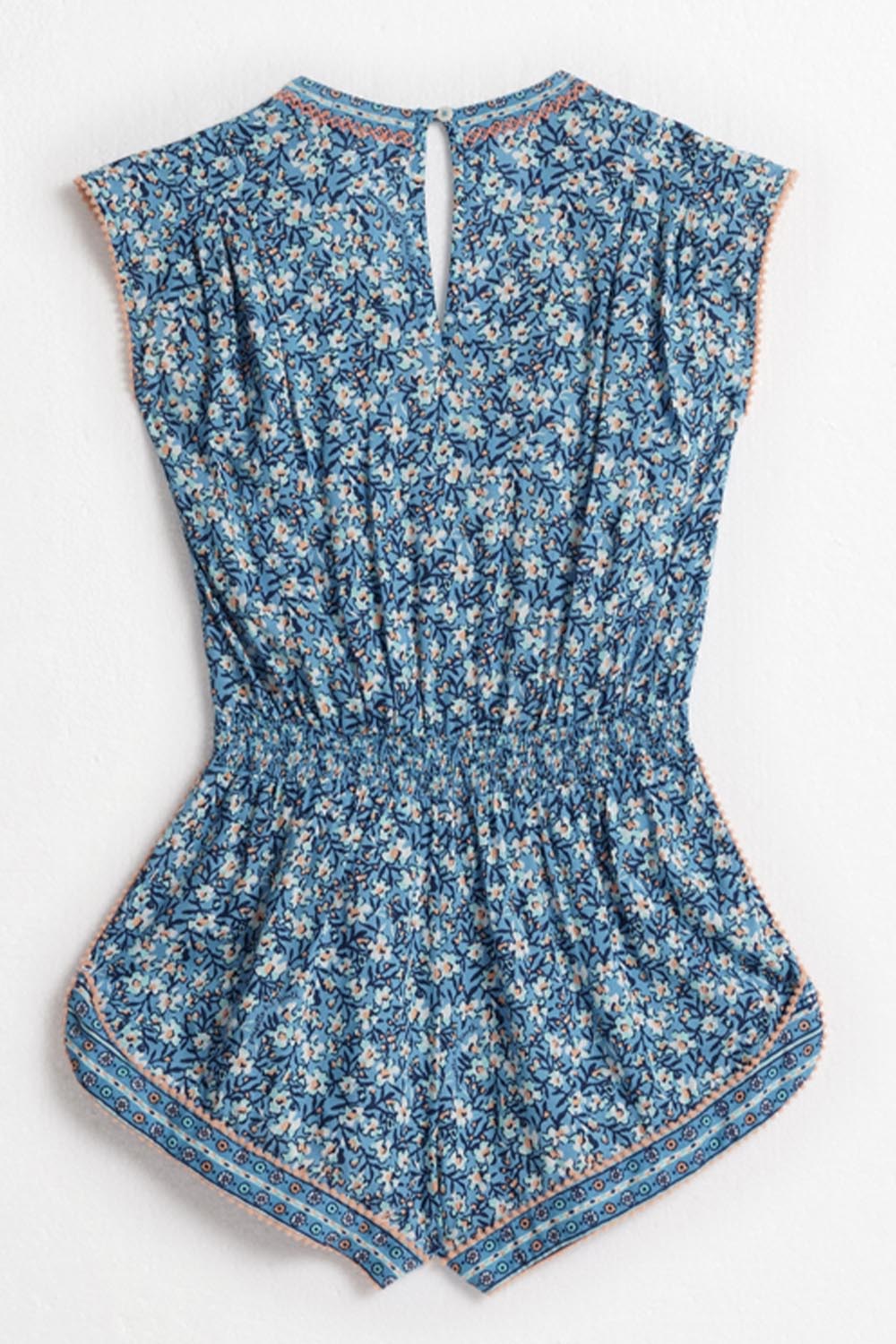 Kids Short Jumpsuit Anaik - Blue Paquerette - Poupette St Barth