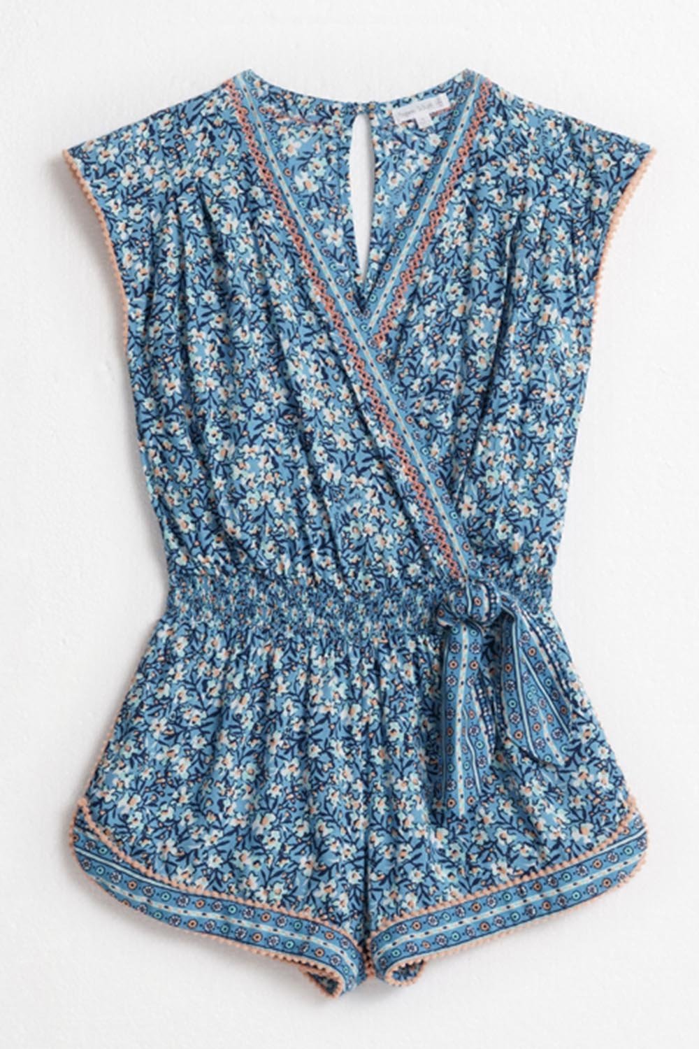 Kids Short Jumpsuit Anaik - Blue Paquerette - Poupette St Barth