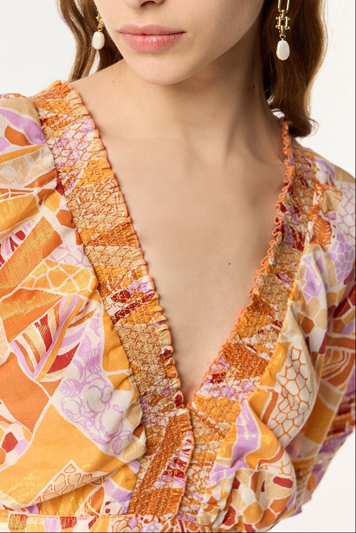 Short Jumpsuit Chantal - Orange Mosaic - Poupette St Barth