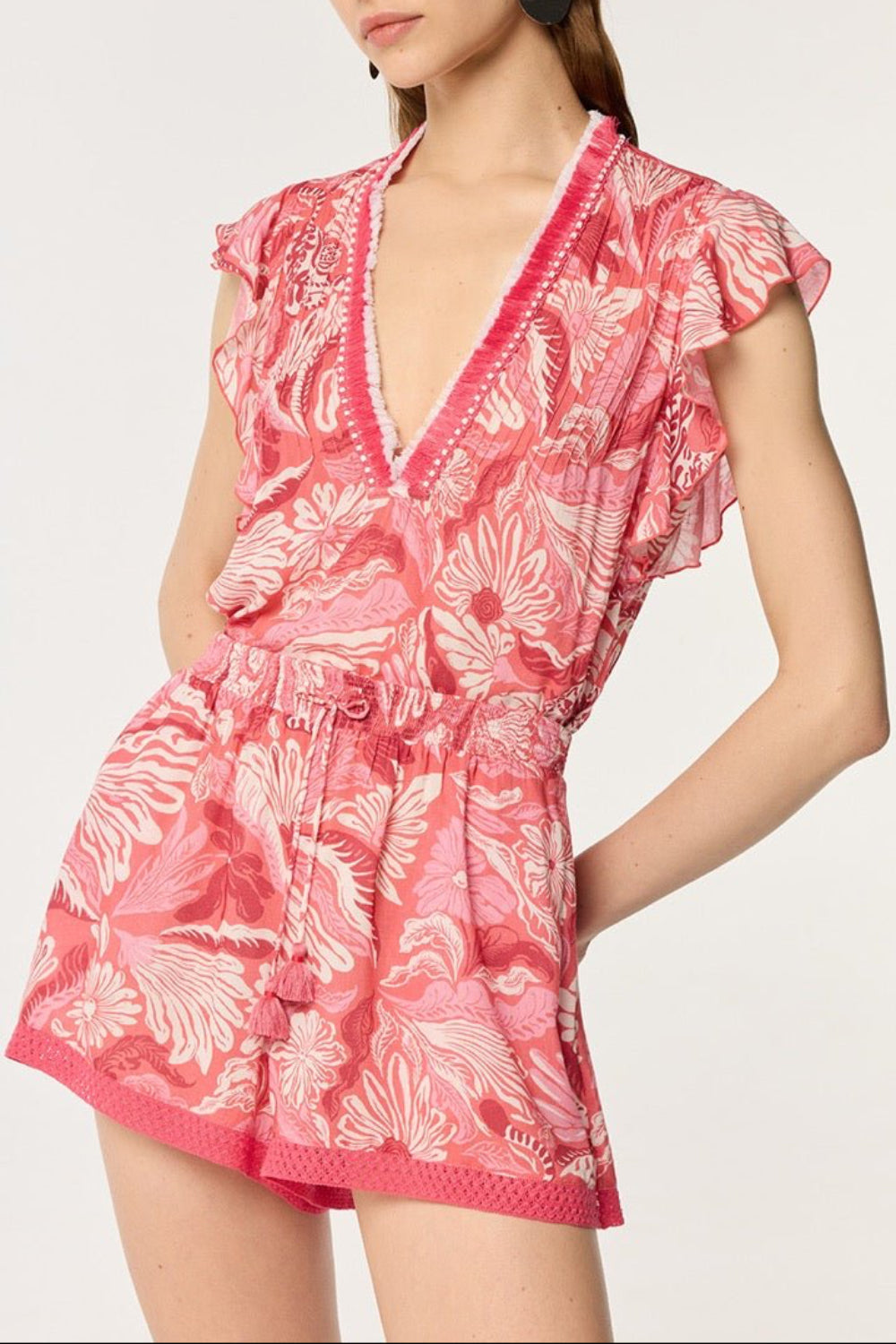 Short Jumpsuit Sasha - Pink Tiger Lily - Poupette St Barth