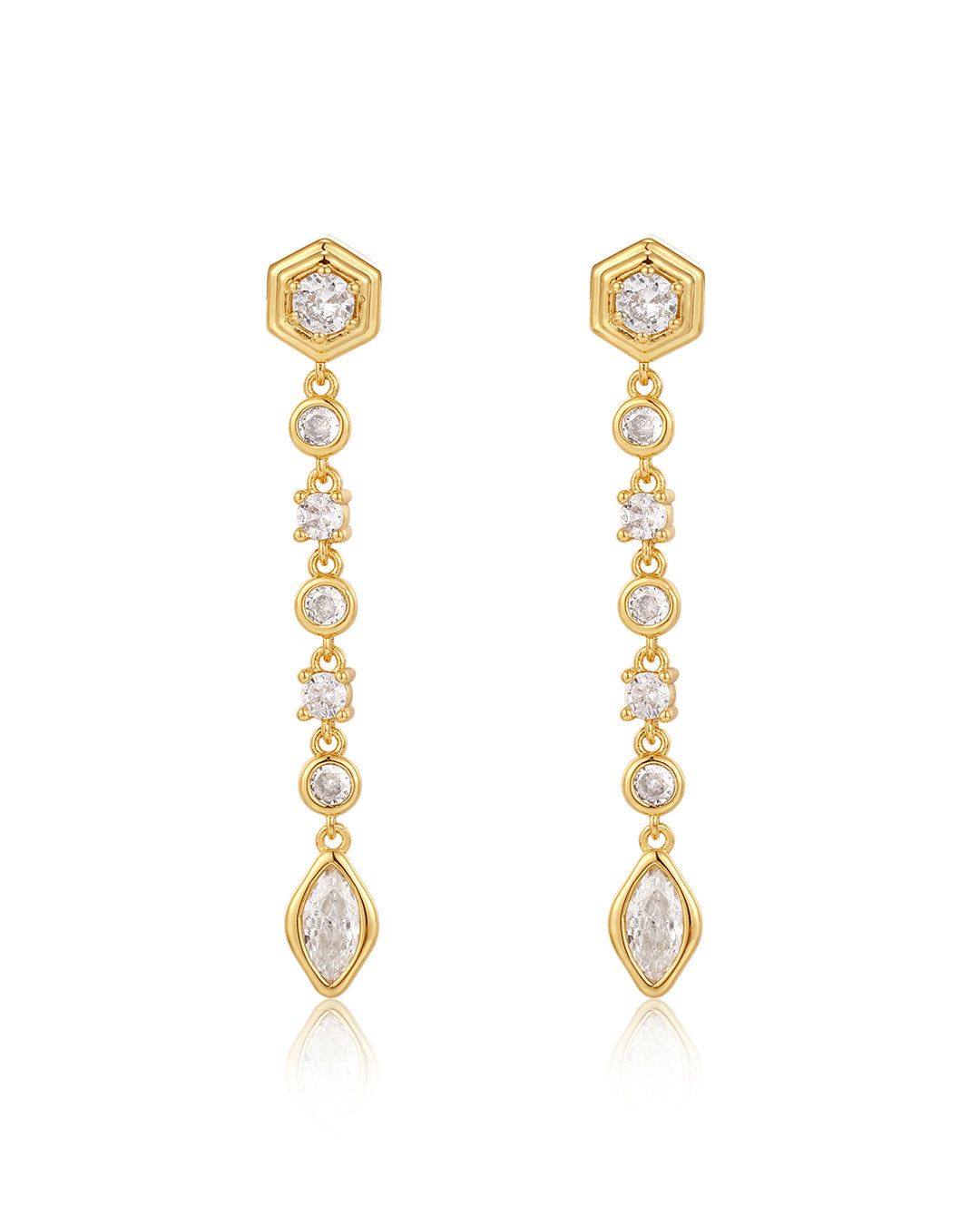 Stellar Bezel Drop Studs- Gold