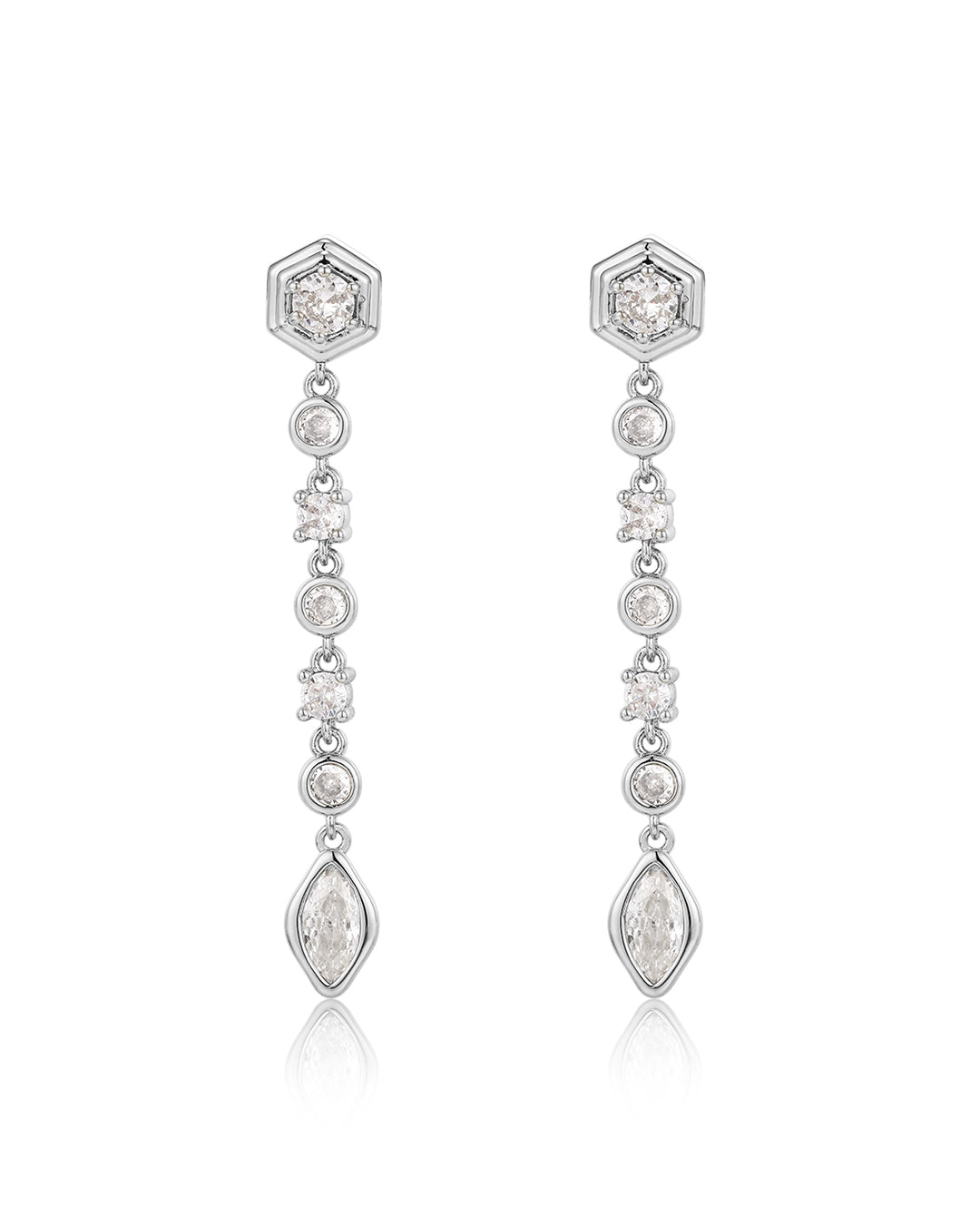 Stellar Bezel Drop Studs- Silver