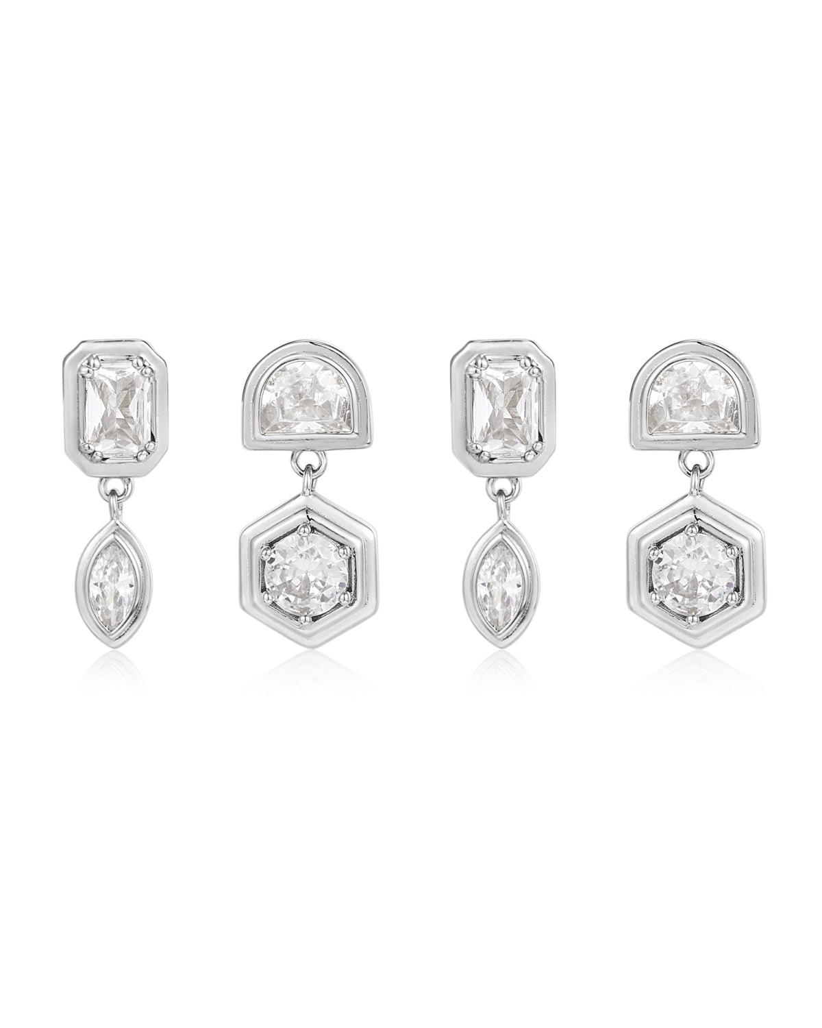 Stellar Bezel Studs Set- Silver