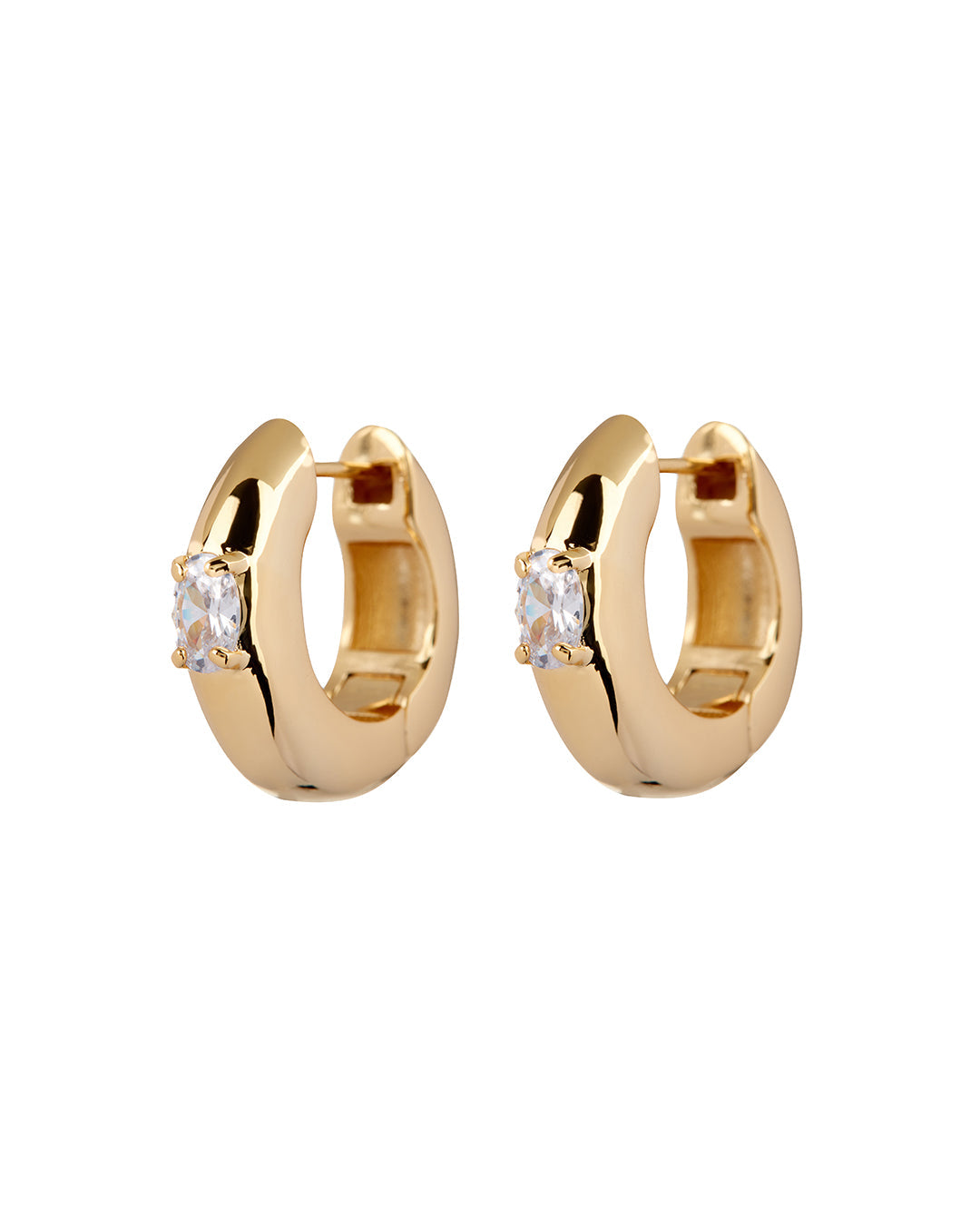 Stone Orb Hoops- Gold