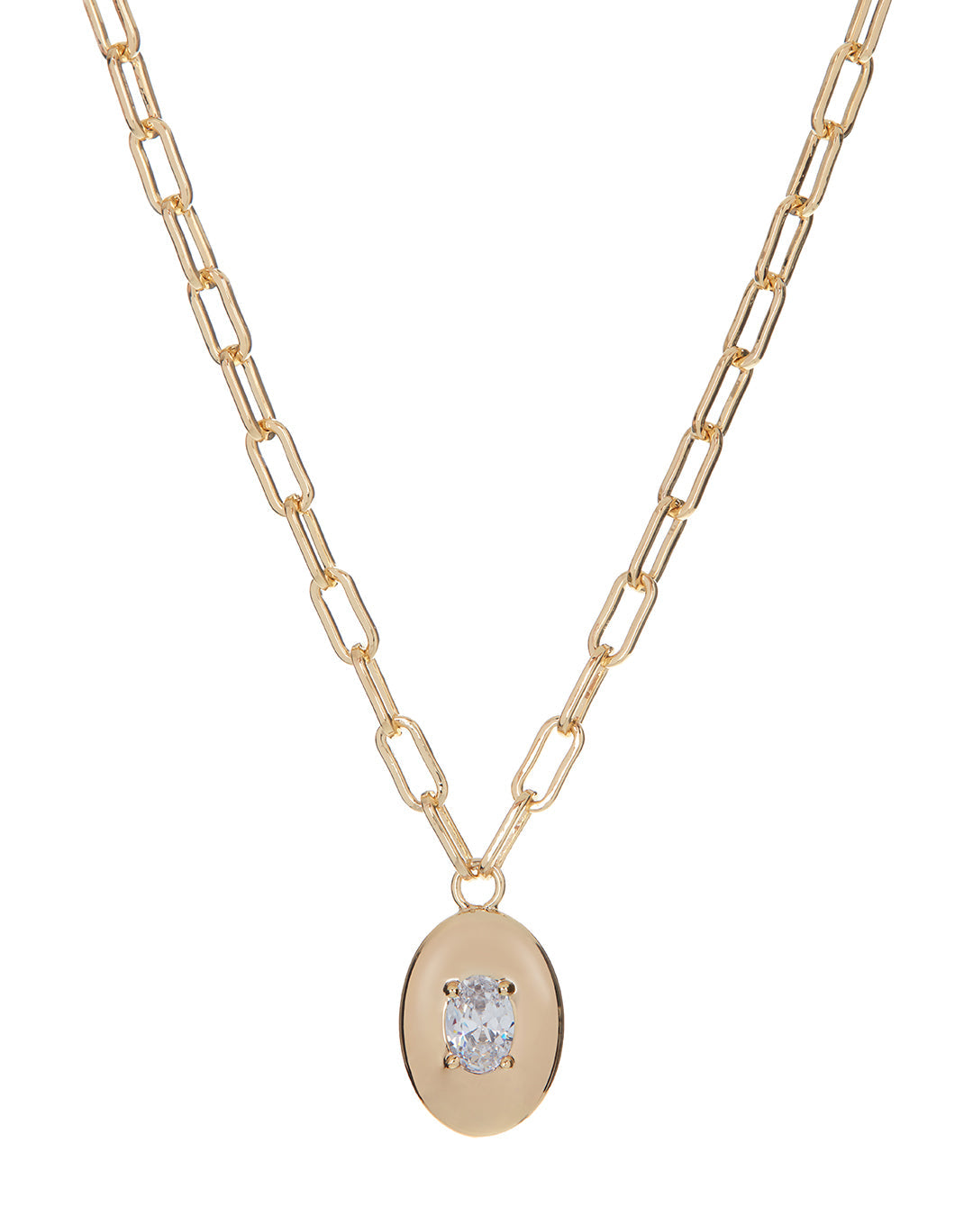 Stone Orb Pendant Necklace- Gold