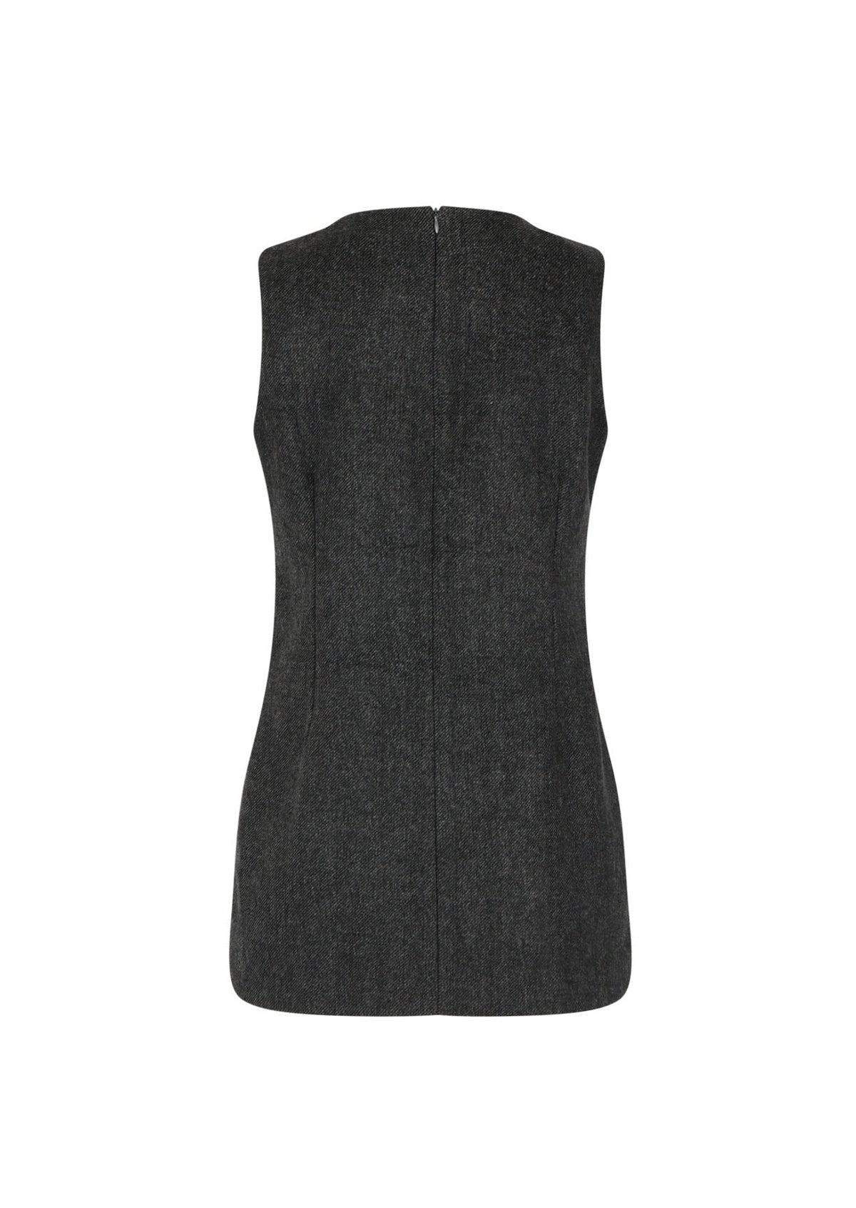 Sydney Dress in Charcoal — herringbone mini dress, back view, All My Love